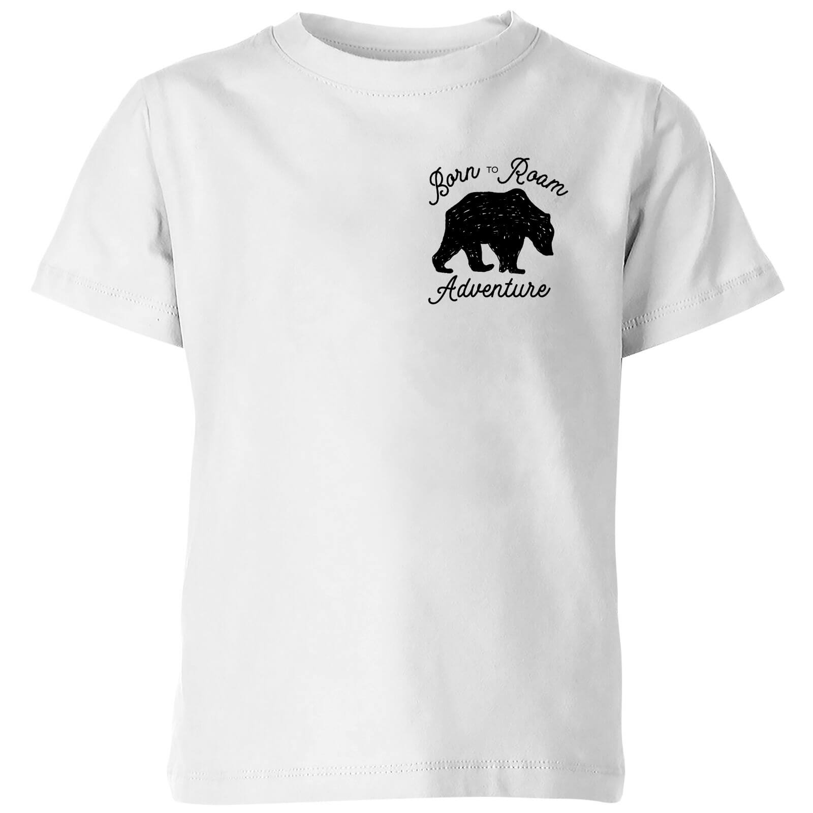 Born To Roam Adventure Pocket Print Kids' T-Shirt - White - 3-4 Years - White