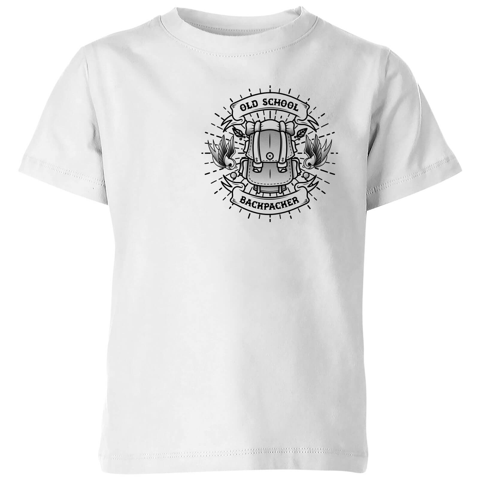 Vintage Old School Backpacker Pocket Print Kids' T-Shirt - White - 5-6 Years