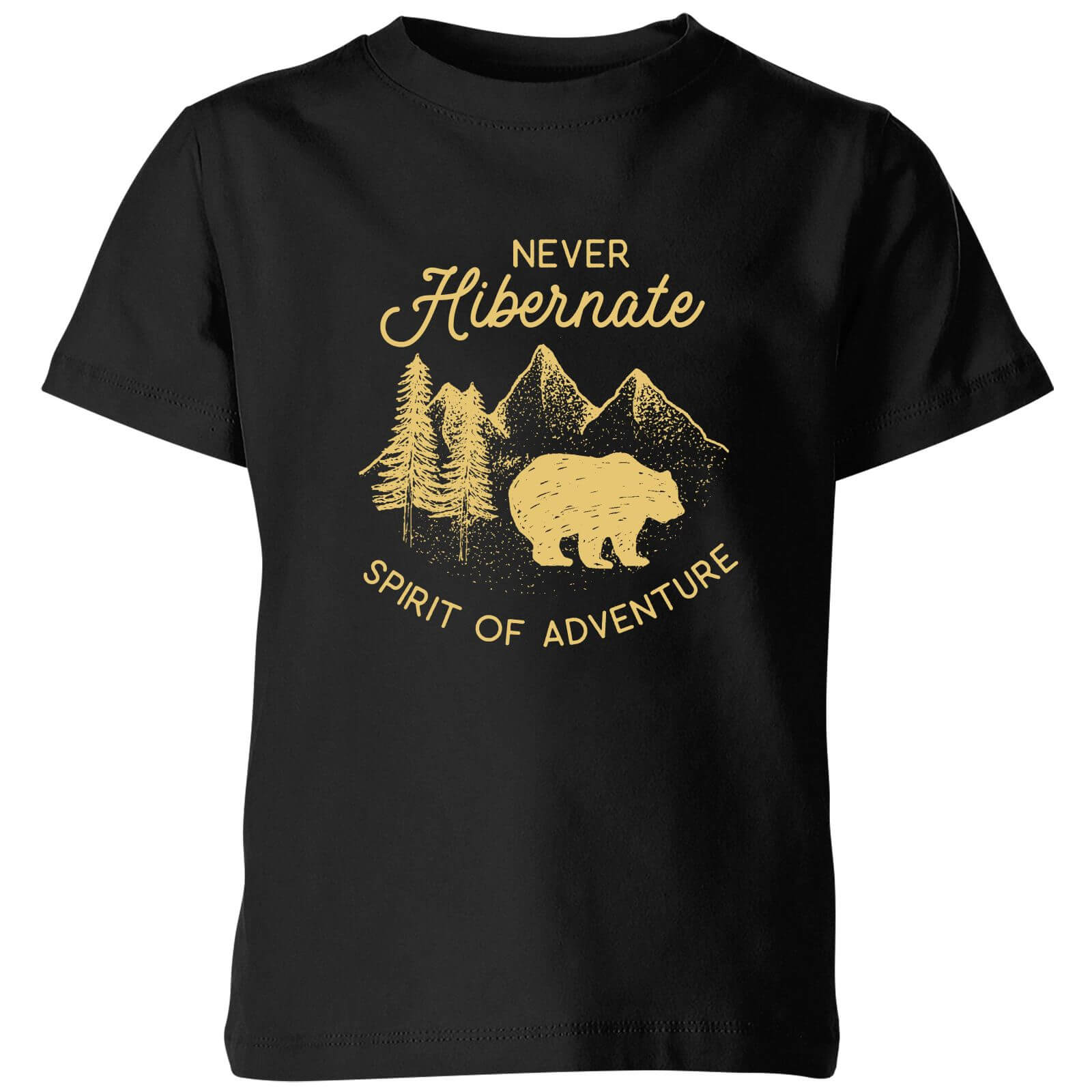 Never Hibernate Spirit Of Adventure Kids' T-Shirt - Black - 3-4 Years - Black