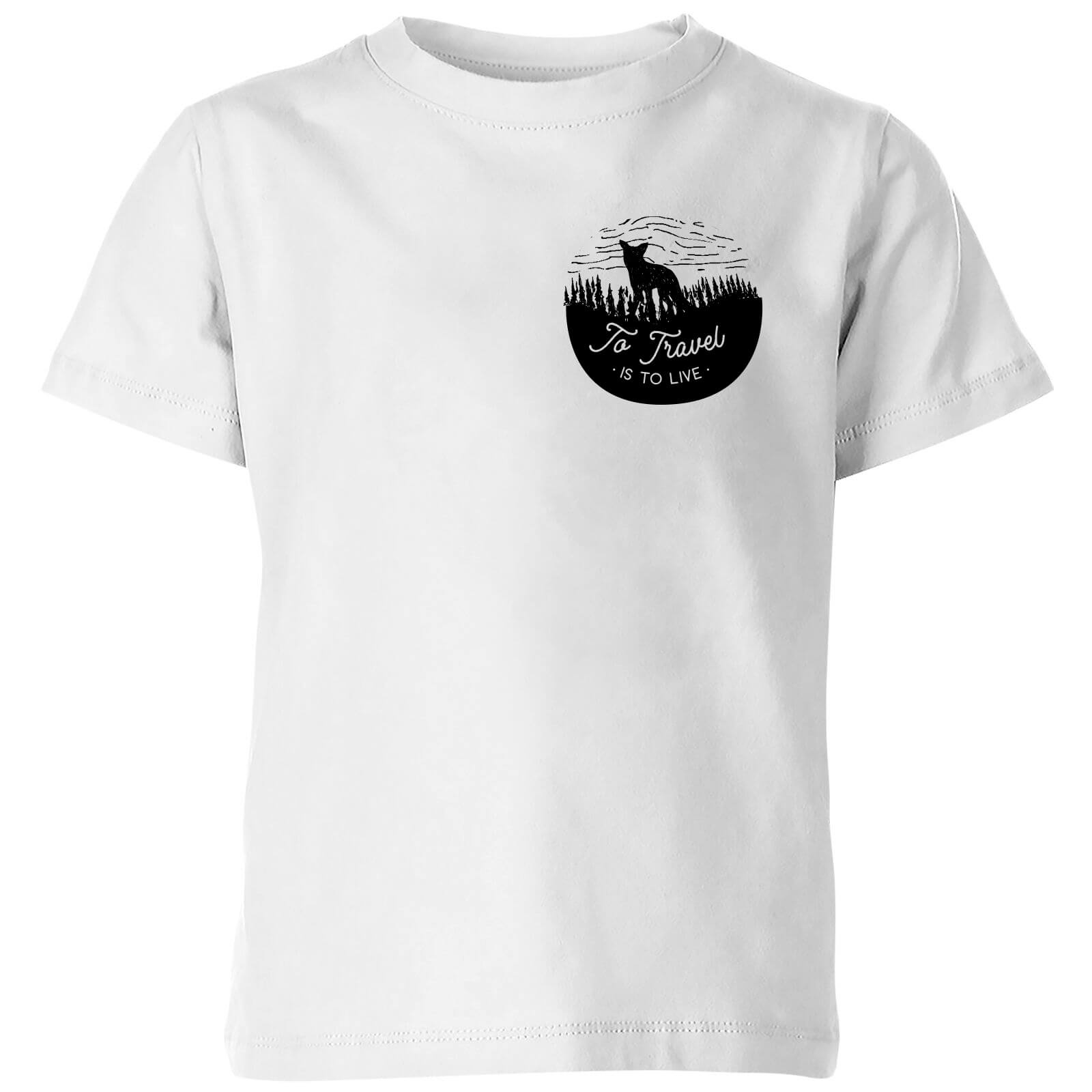 Black To Travel Is To Live Pocket Print Kids' T-Shirt - White - 3-4 Years - White