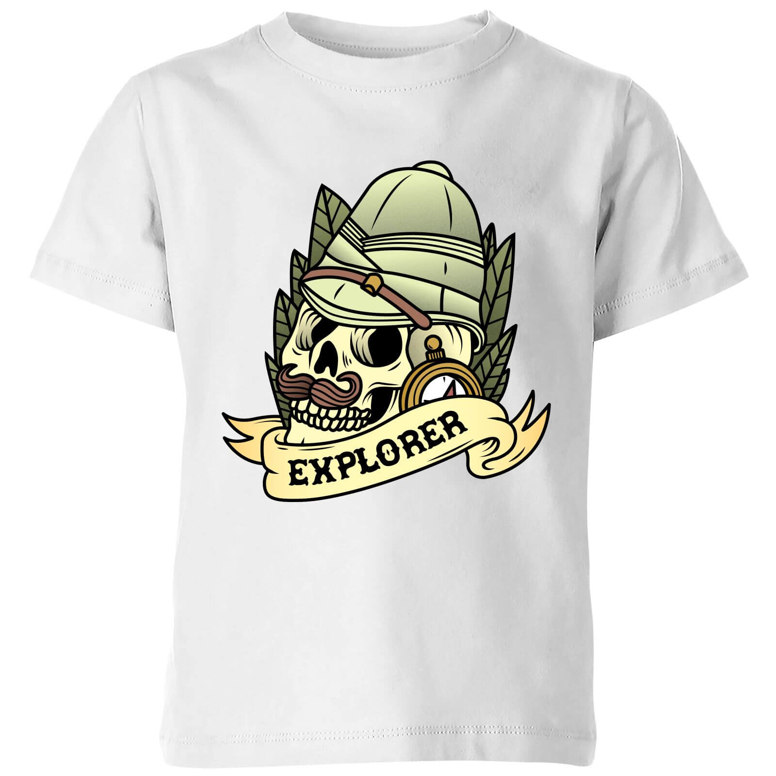 Explorer Skull Kids' T-Shirt - White - 3-4 Years - White