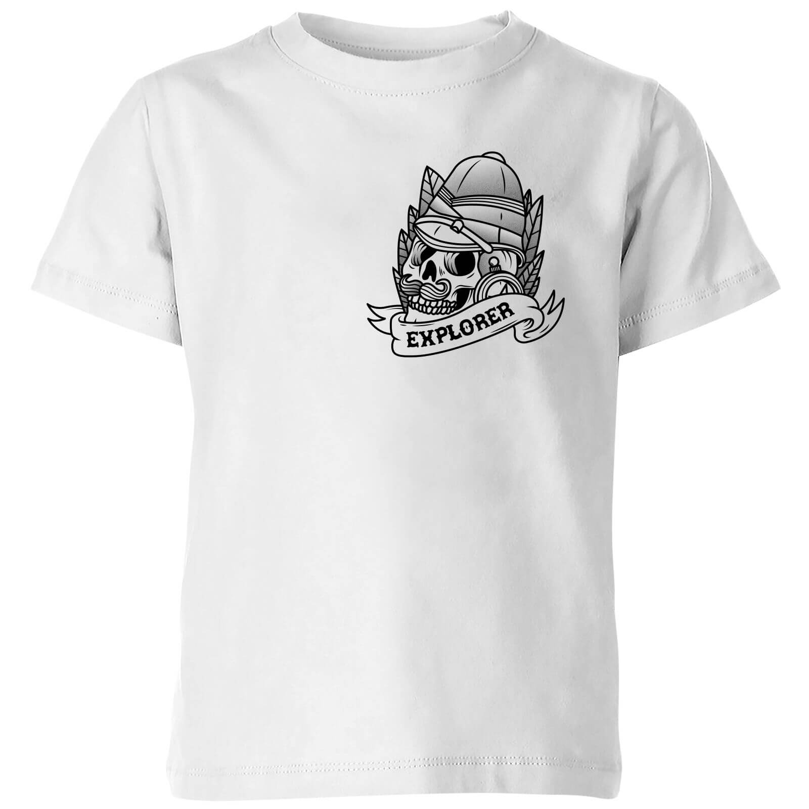 Explorer Skull Pocket Print Kids' T-Shirt - White - 11-12 Years - White