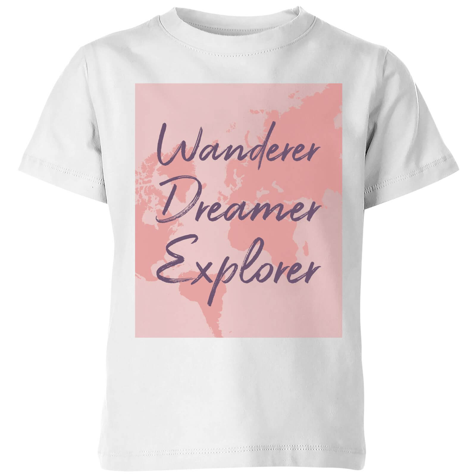 Wander Dreamer Explorer With Map Background Kids' T-Shirt - White - 11-12 Years - White