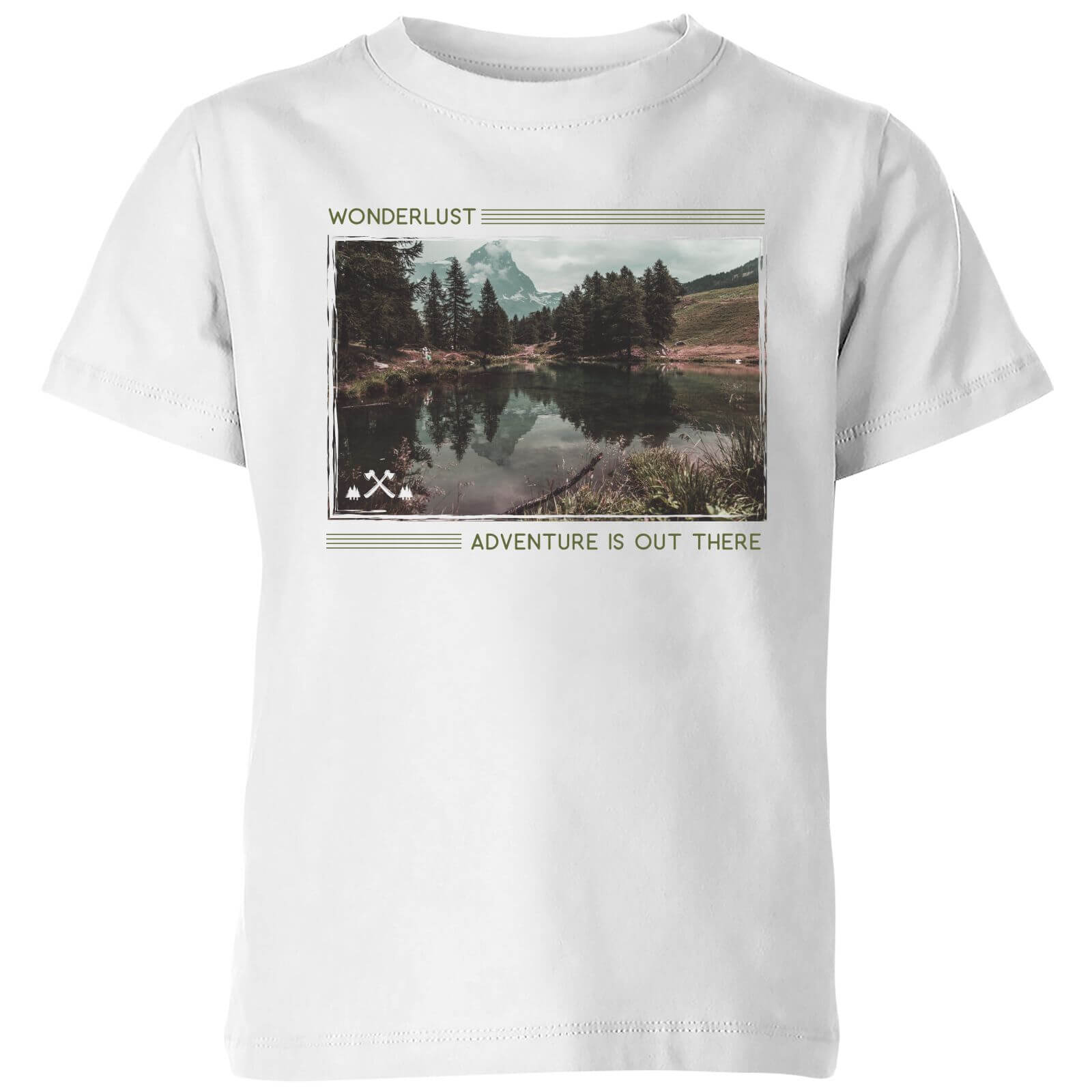 Forest Photo Scene Wonderlust Adventure Is Out There Kids' T-Shirt - White - 11-12 Years - White