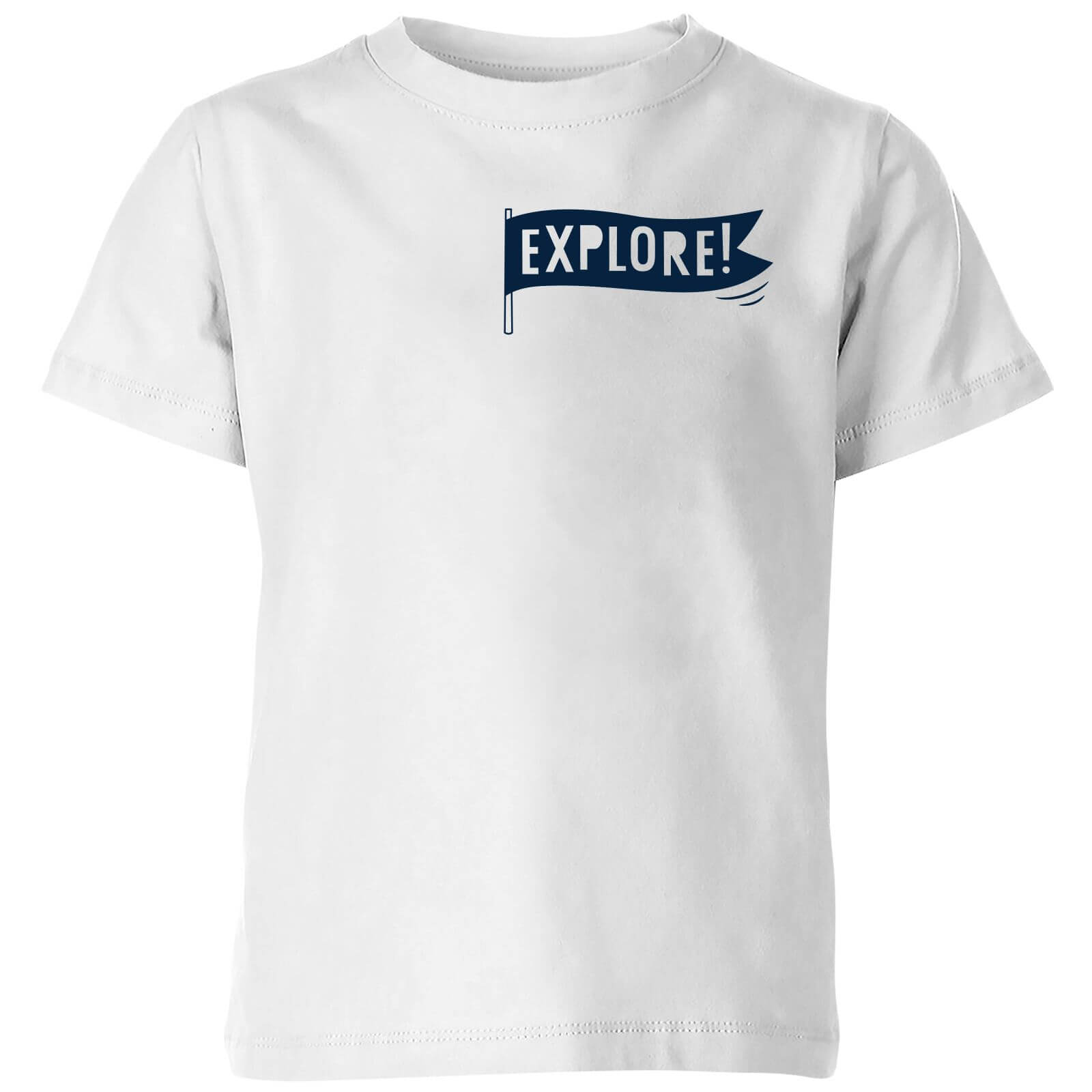 Explore! Flag Pocket Print Kids' T-Shirt - White - 3-4 Years - White
