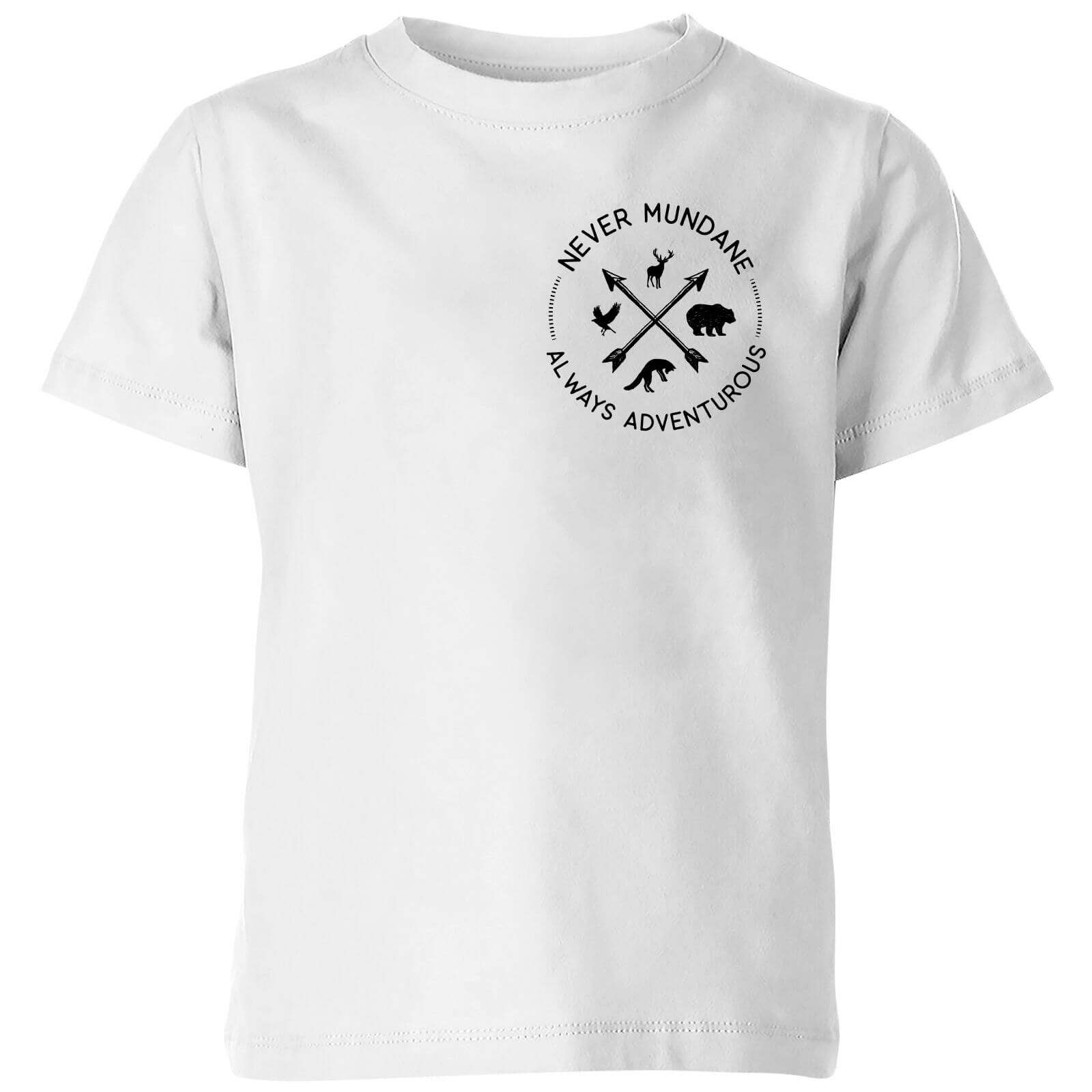 Never Mundane Always Adventurous Pocket Print Kids' T-Shirt - White - 5-6 Years