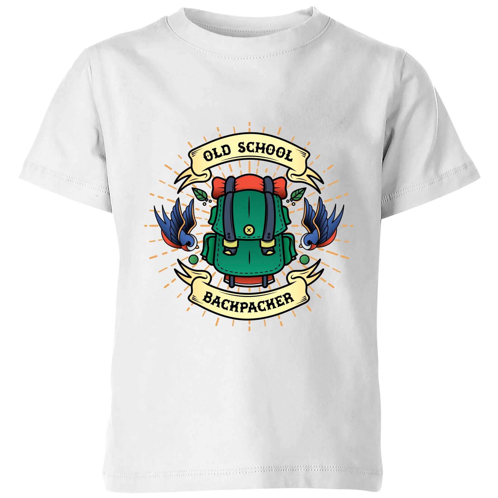 Vintage Old School Backpacker Kids' T-Shirt - White - 3-4 Years - White
