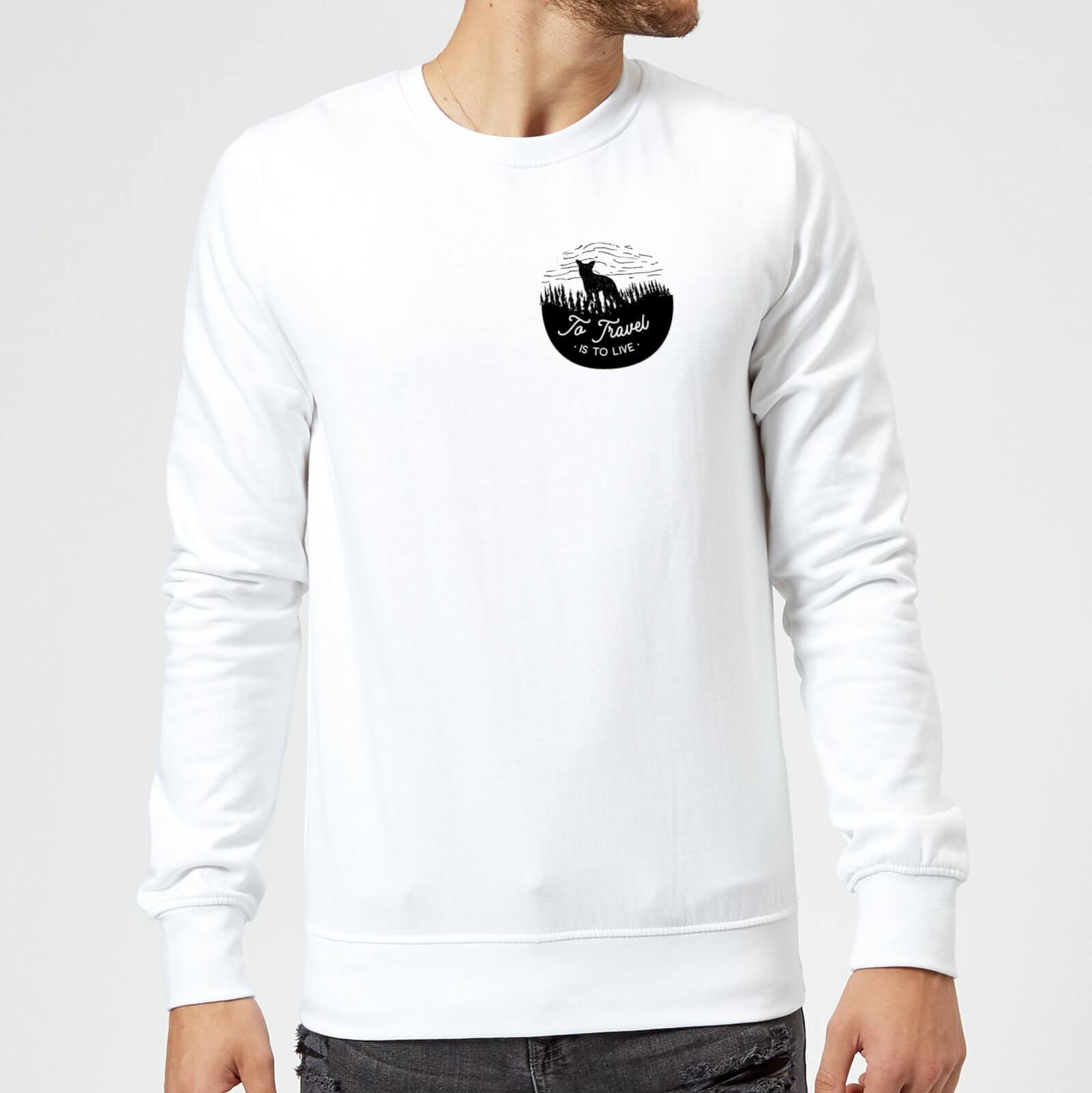 Black To Travel Is To Live Pocket Print Sweatshirt - White - S - White