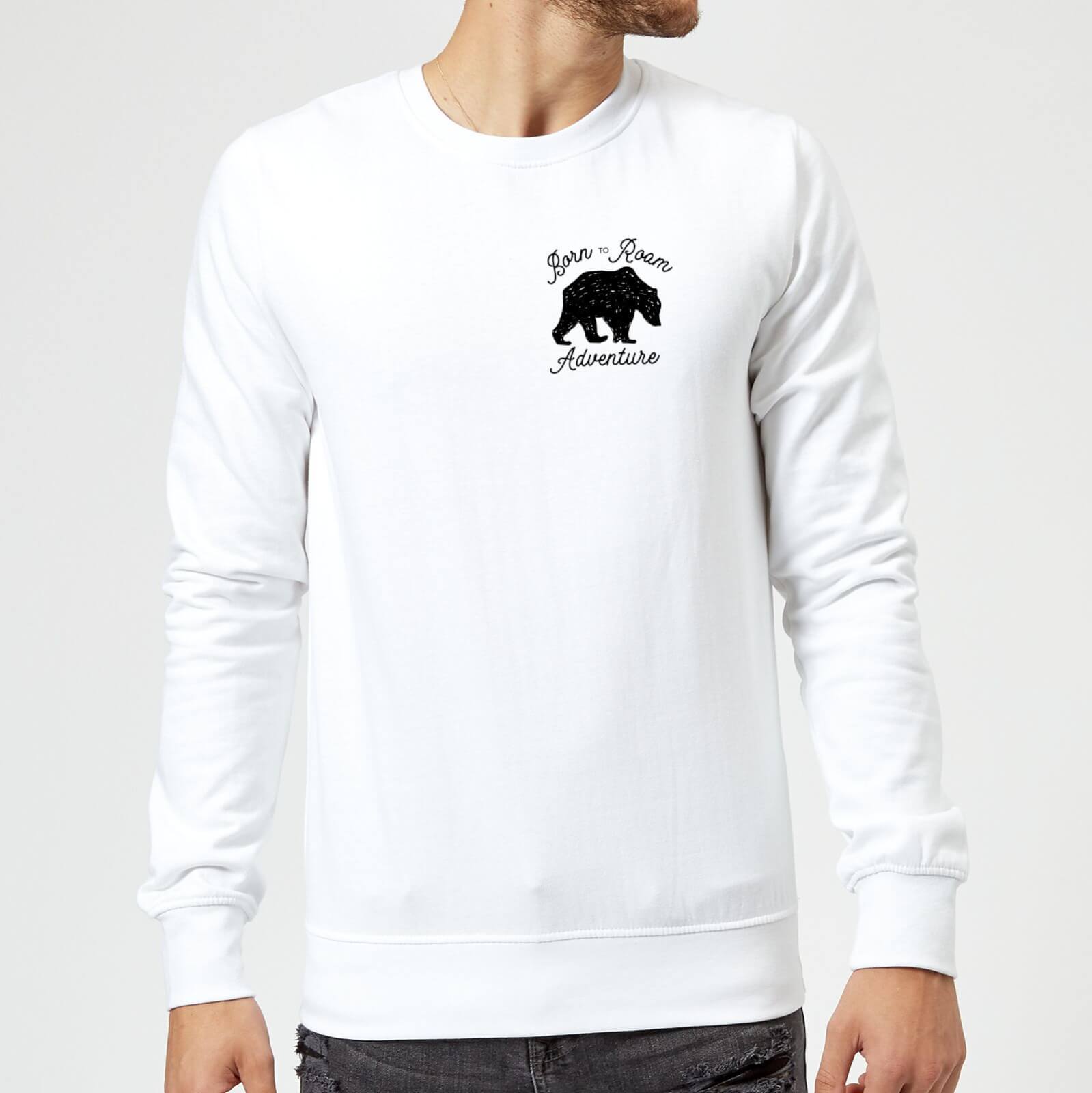 Born To Roam Adventure Pocket Print Sweatshirt - White - M - White