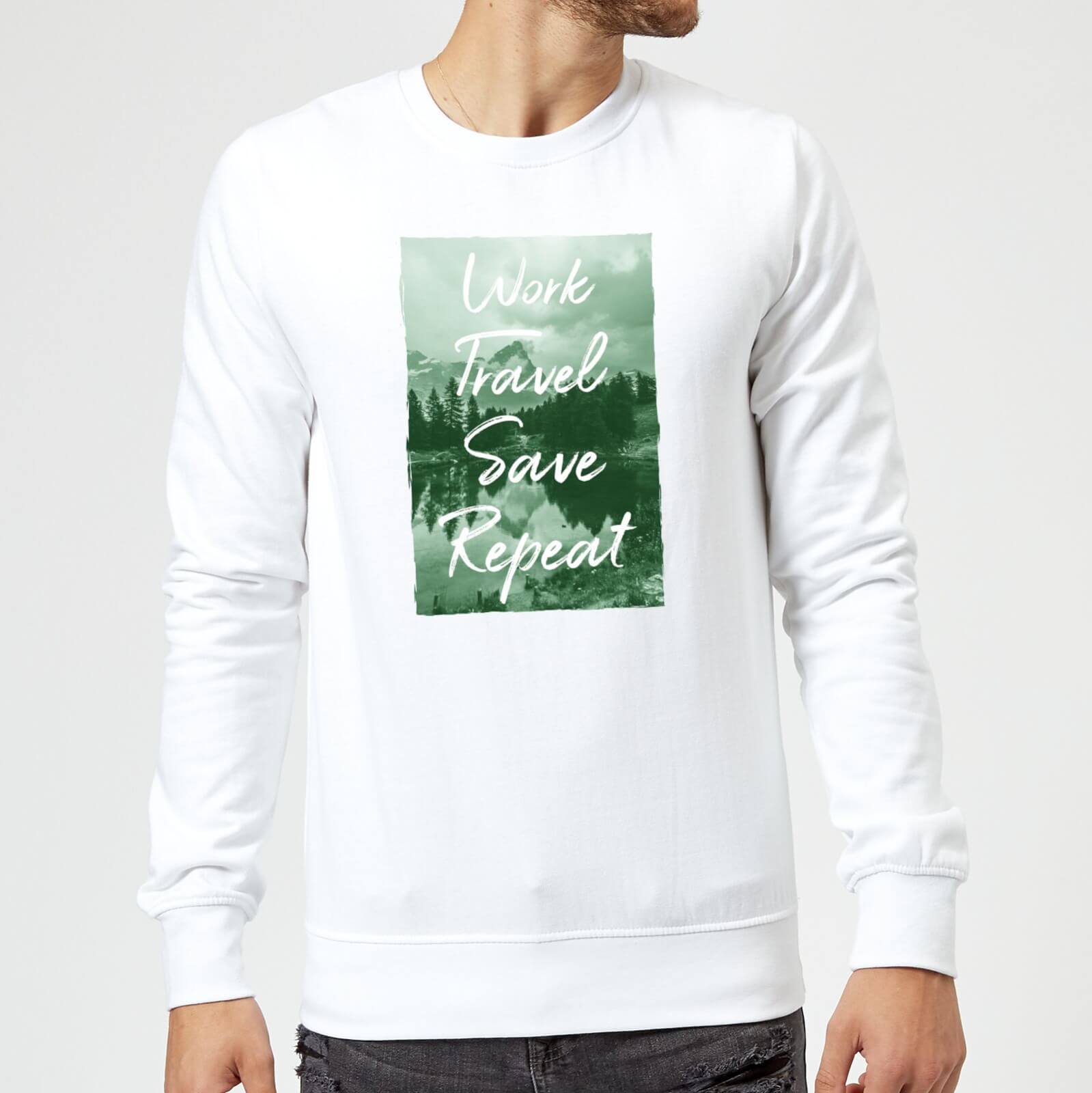 Work Travel Save Repeat Forest Photo Sweatshirt - White - L - White