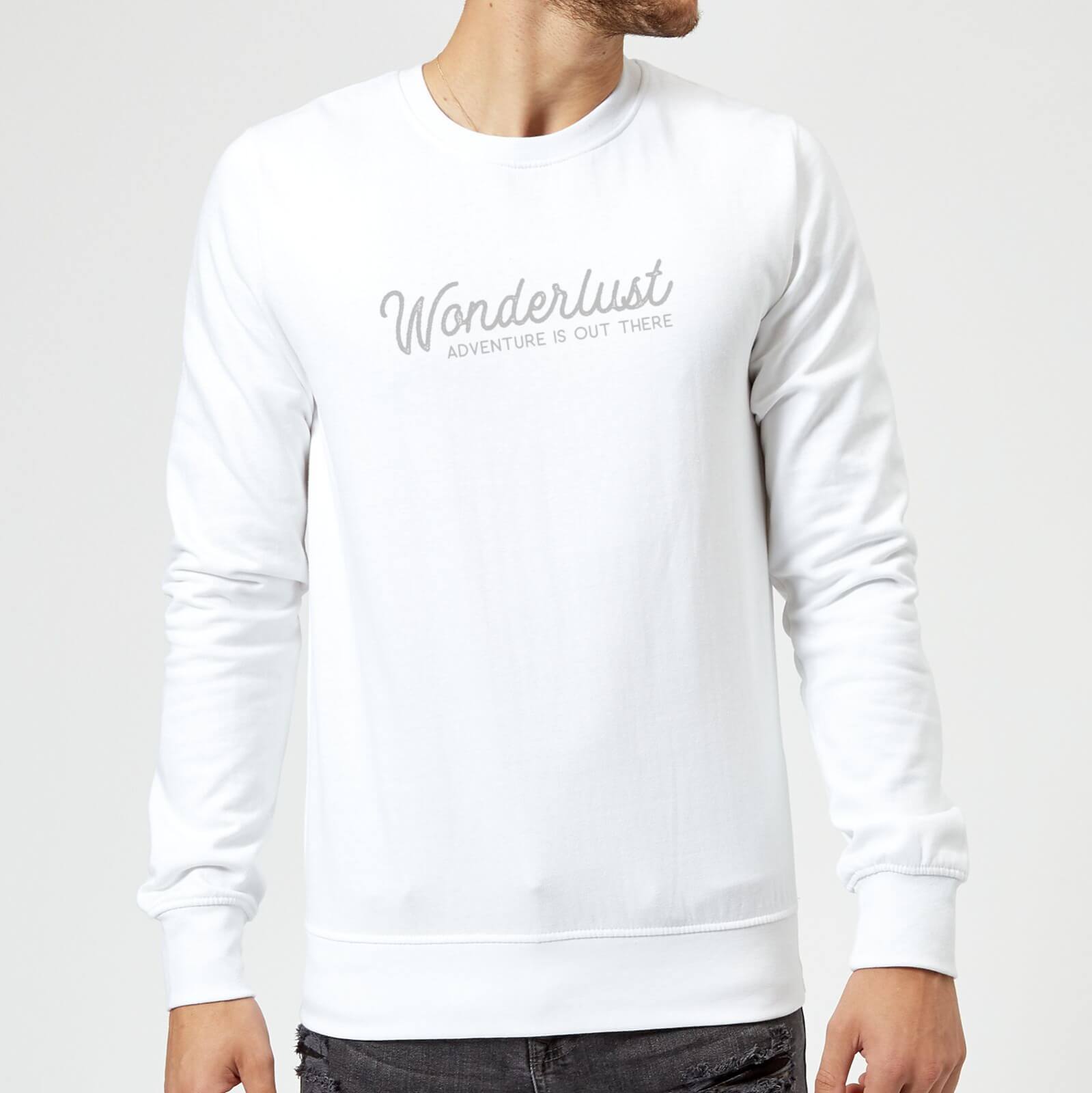 Wonderlust Adventure Is Out There Text Sweatshirt - White - M - White