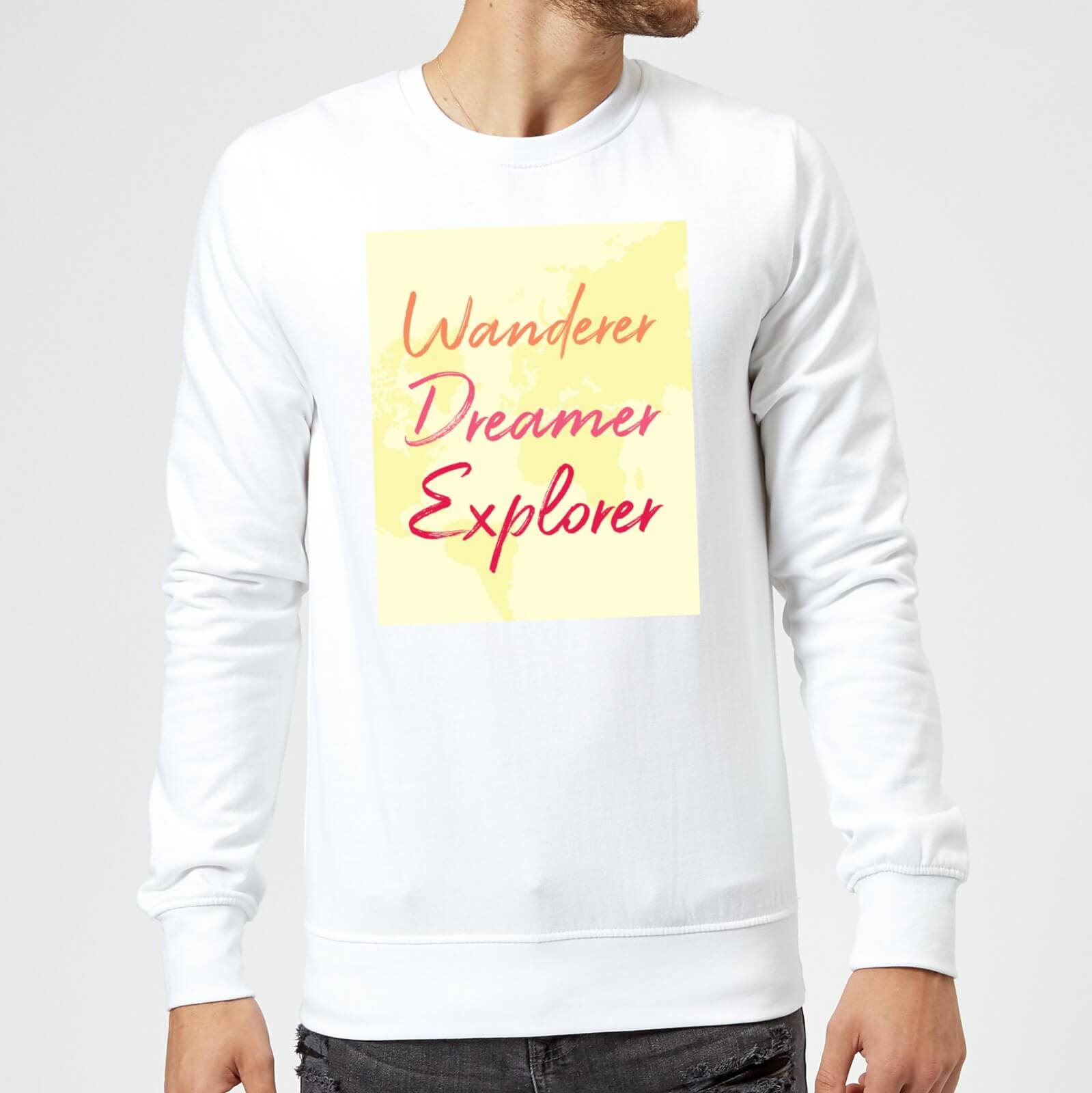 Wander Dreamer Explorer Background Sweatshirt - White - S - White