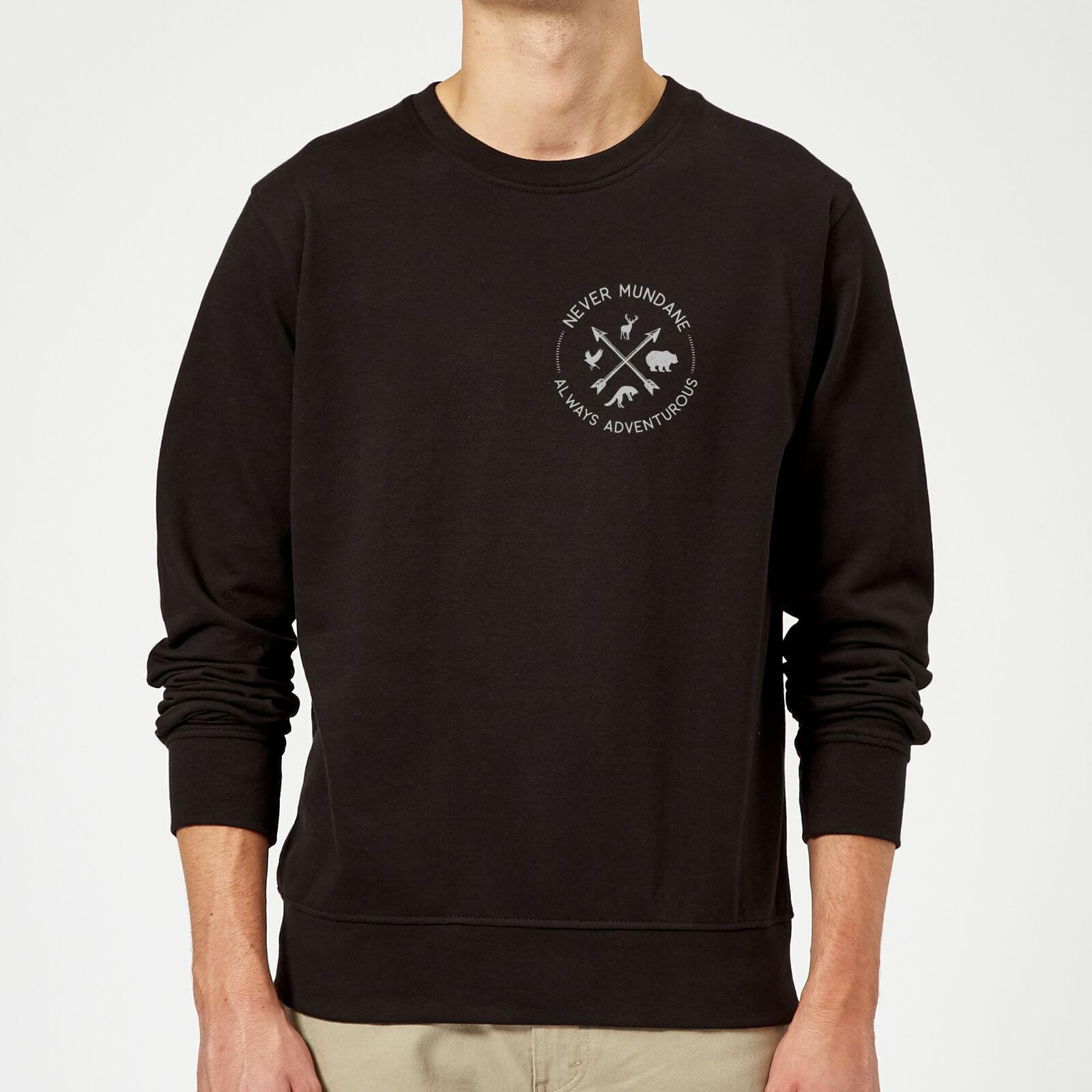 Never Mundane Pocket Print Sweatshirt - Black - S - Black