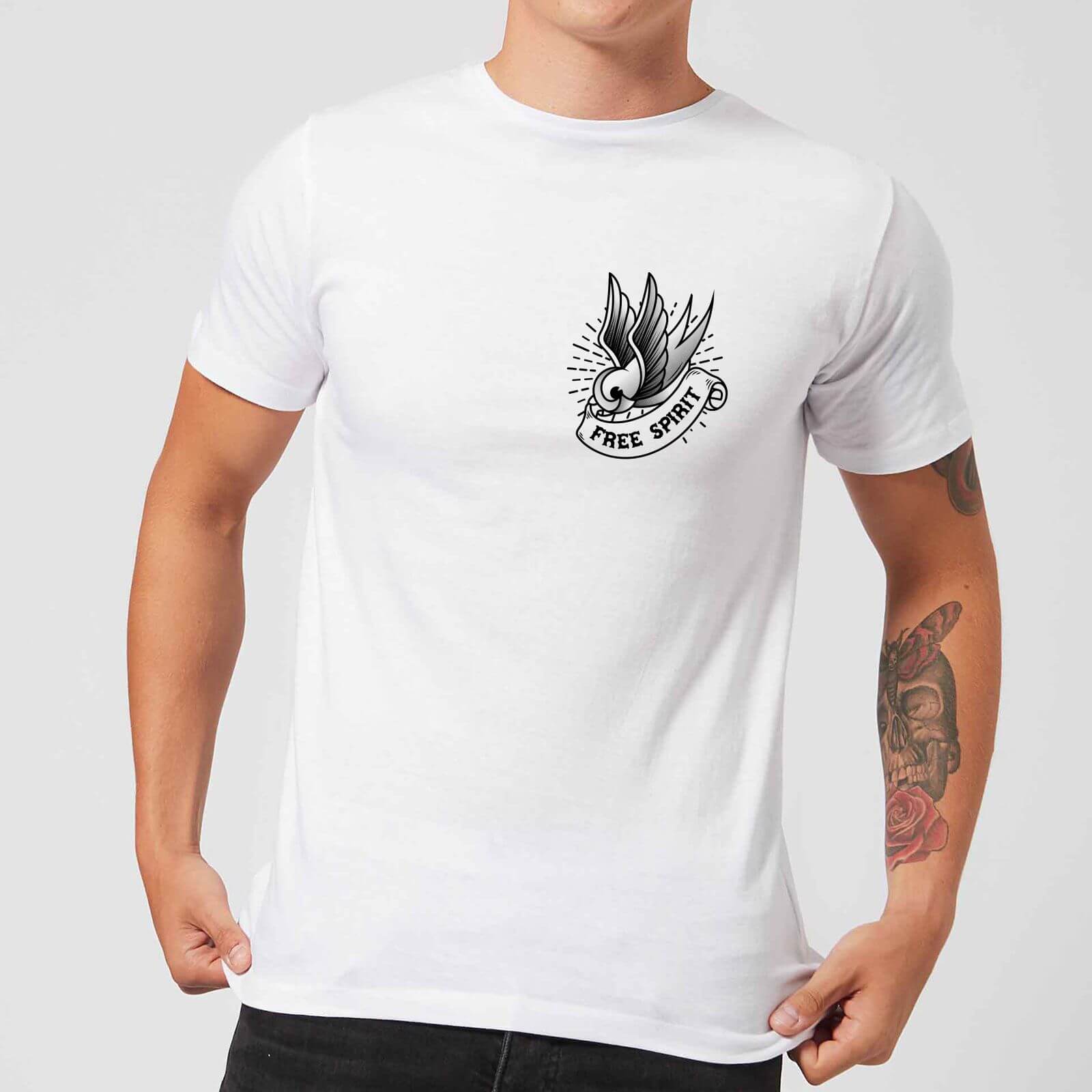 Swallow Free Spirit Pocket Print Men's T-Shirt - White - L