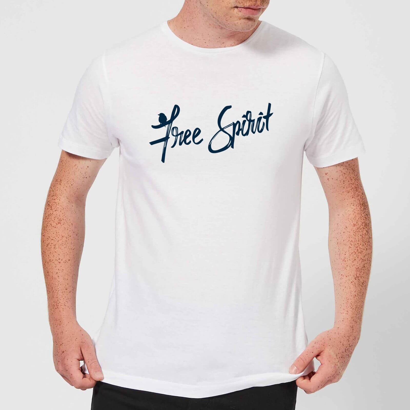 Hand Written Free Spirit Men's T-Shirt - White - S - White