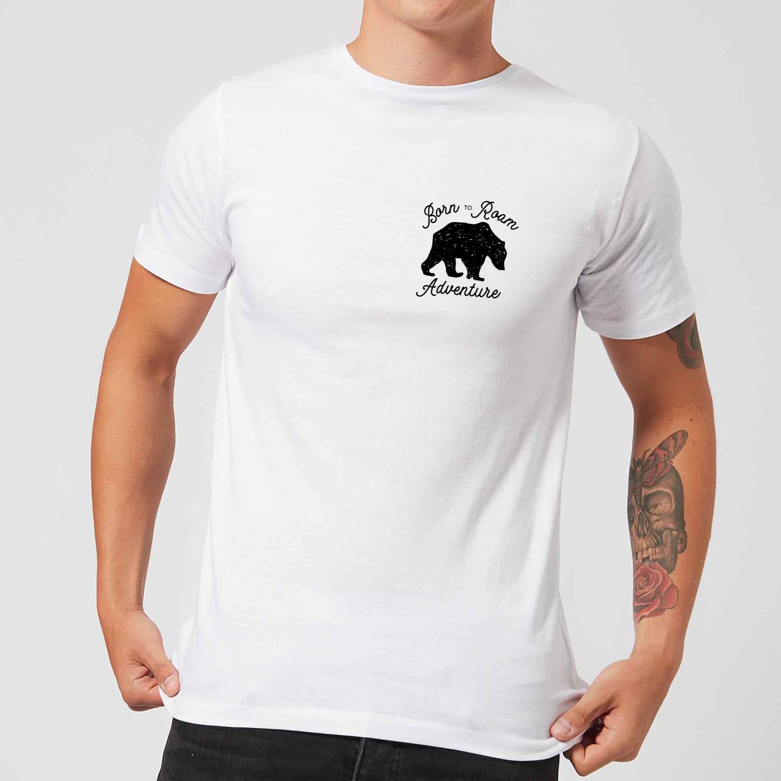 Born To Roam Adventure Pocket Print Men's T-Shirt - White - L - White