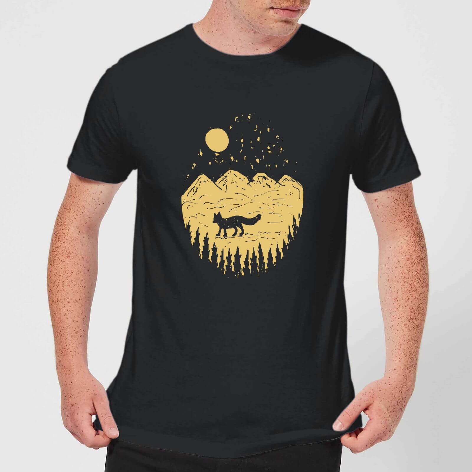 Moonlight Fox Adventure Men's T-Shirt - Black - S - Black