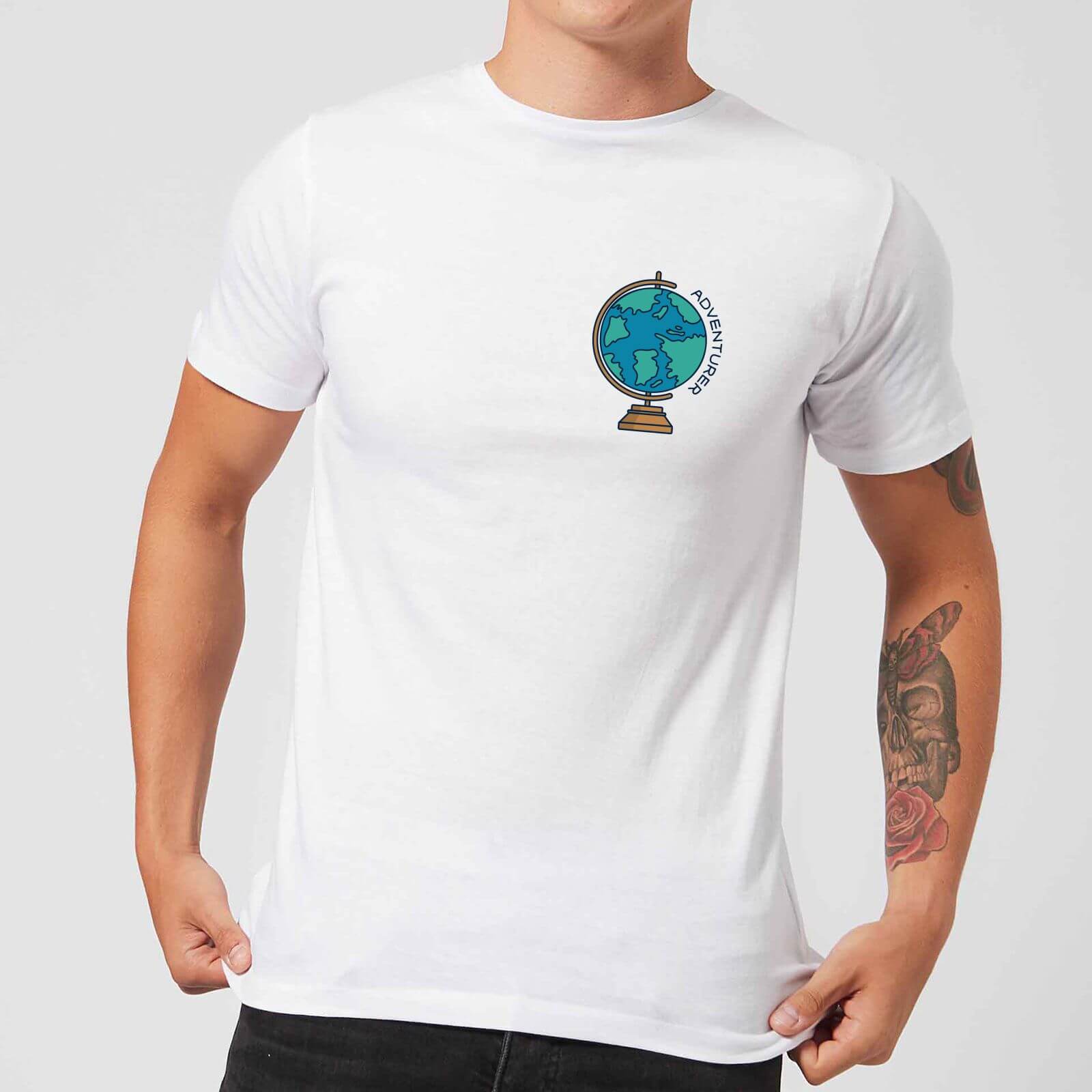 Globe Adventurer Pocket Print Men's T-Shirt - White - M - White