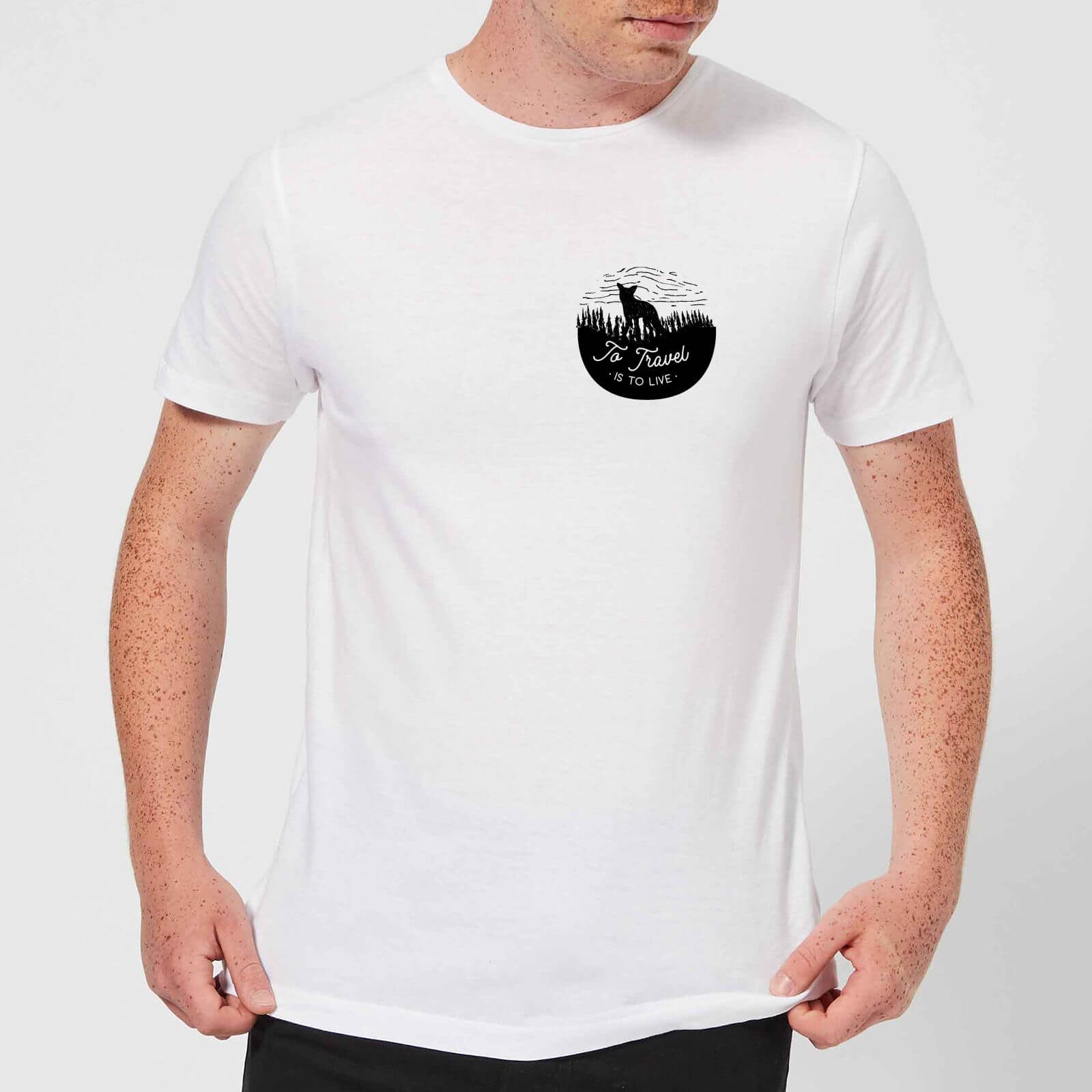 Black To Travel Is To Live Pocket Print Men's T-Shirt - White - M - White