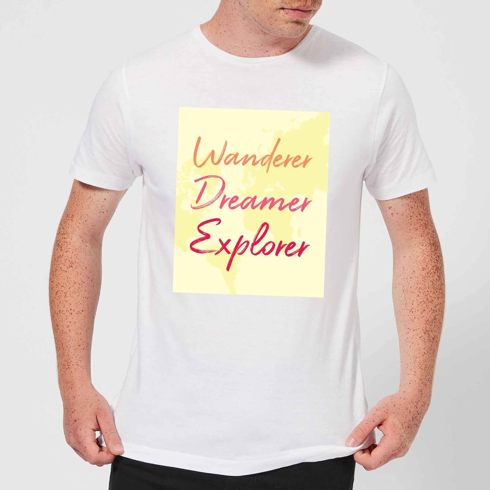 Wander Dreamer Explorer Background Men's T-Shirt - White - M - White