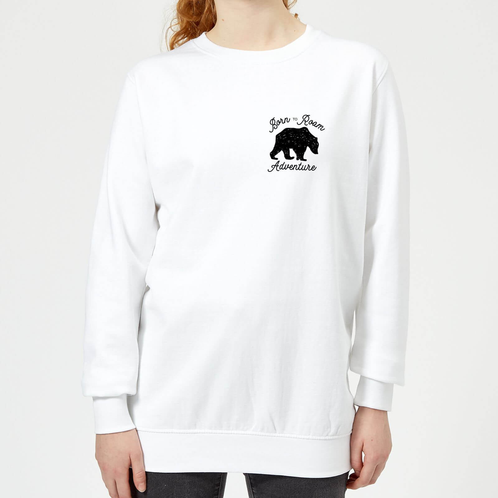 Born To Roam Adventure Pocket Print Women's Sweatshirt - White - XS - White