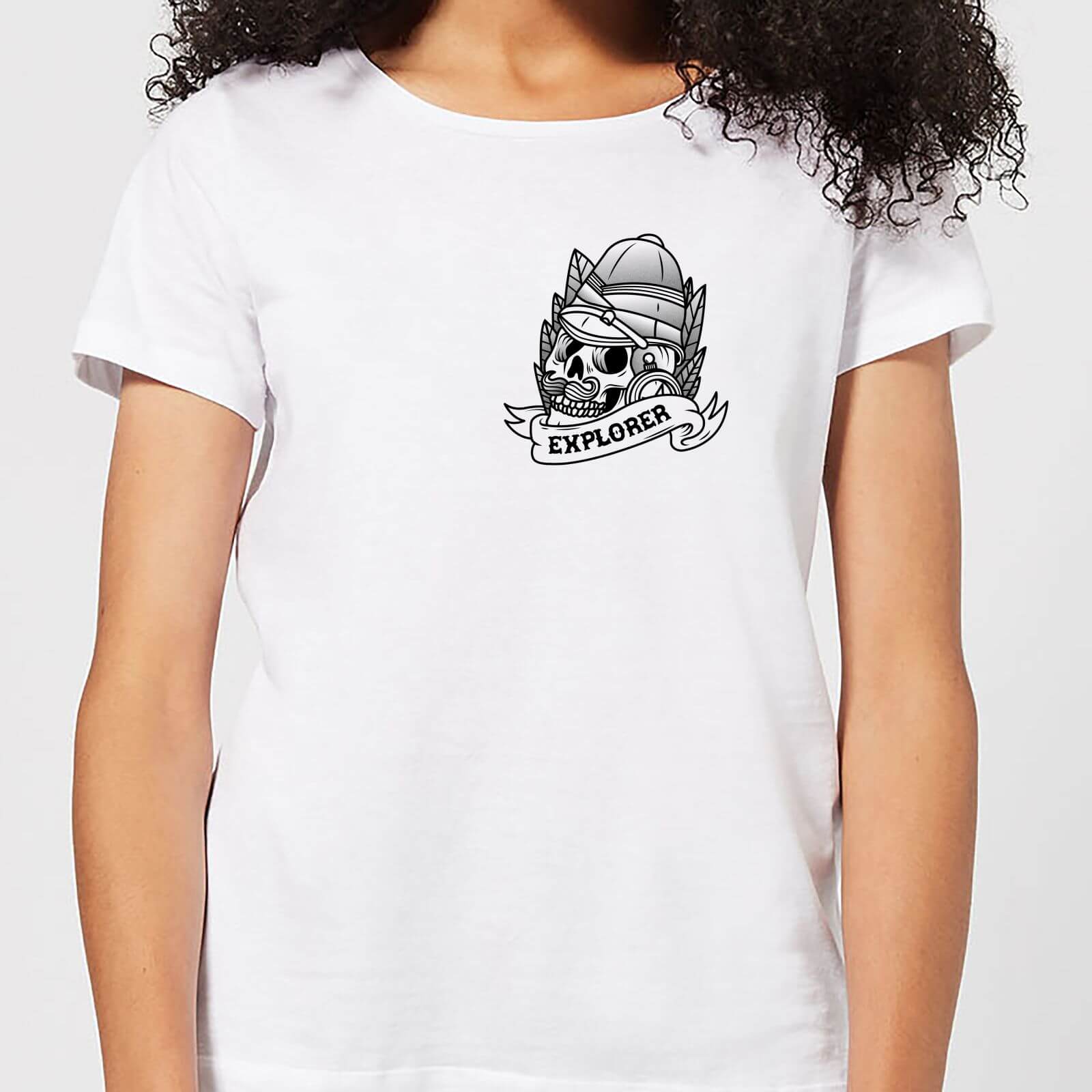 Explorer Skull Pocket Print Women's T-Shirt - White - M - White