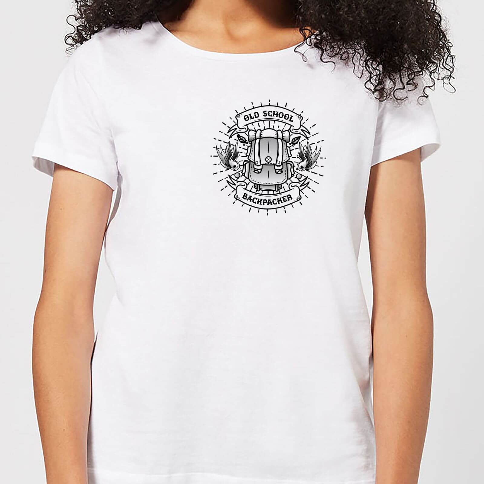 Vintage Old School Backpacker Pocket Print Women's T-Shirt - White - S - White