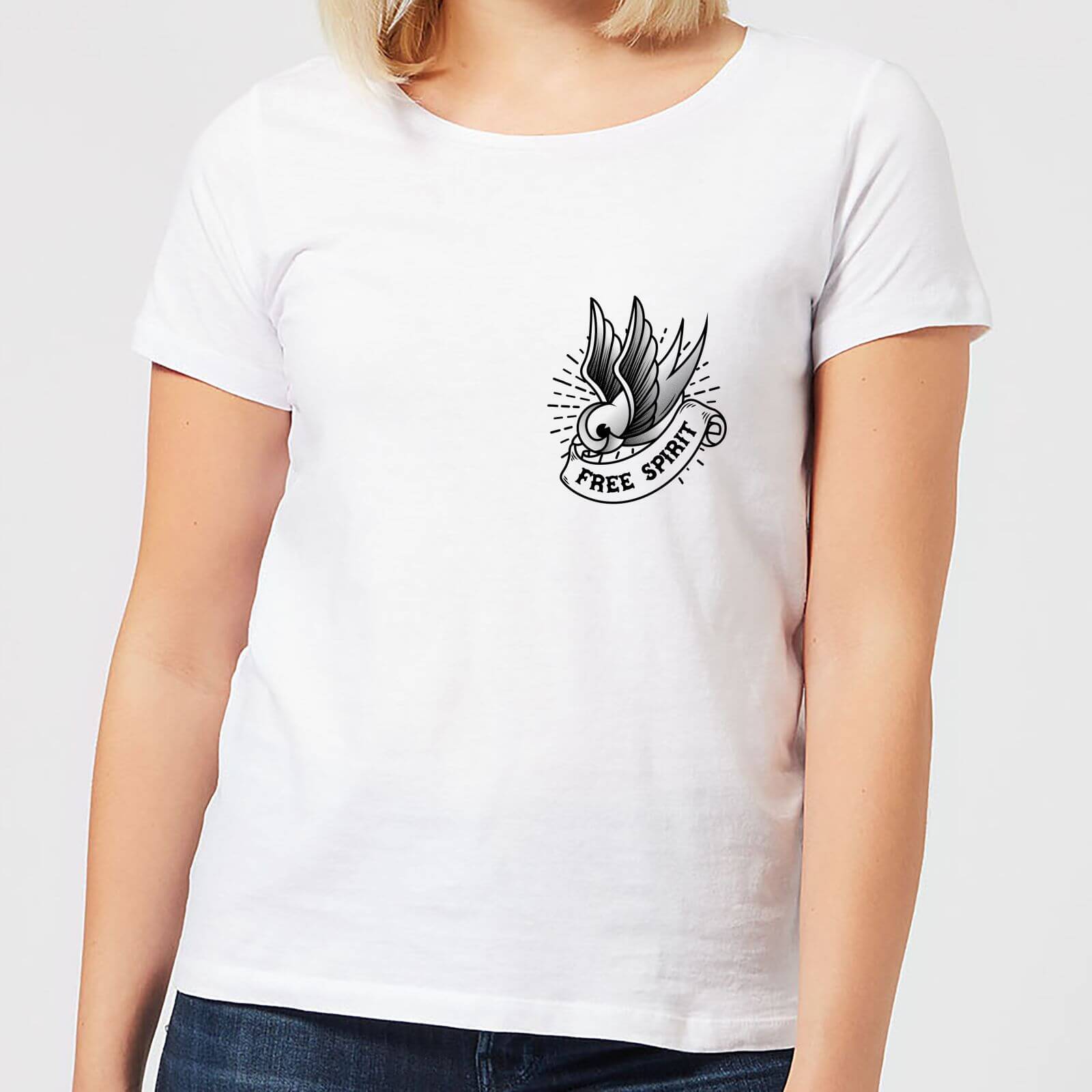 Swallow Free Spirit Pocket Print Women's T-Shirt - White - S - White