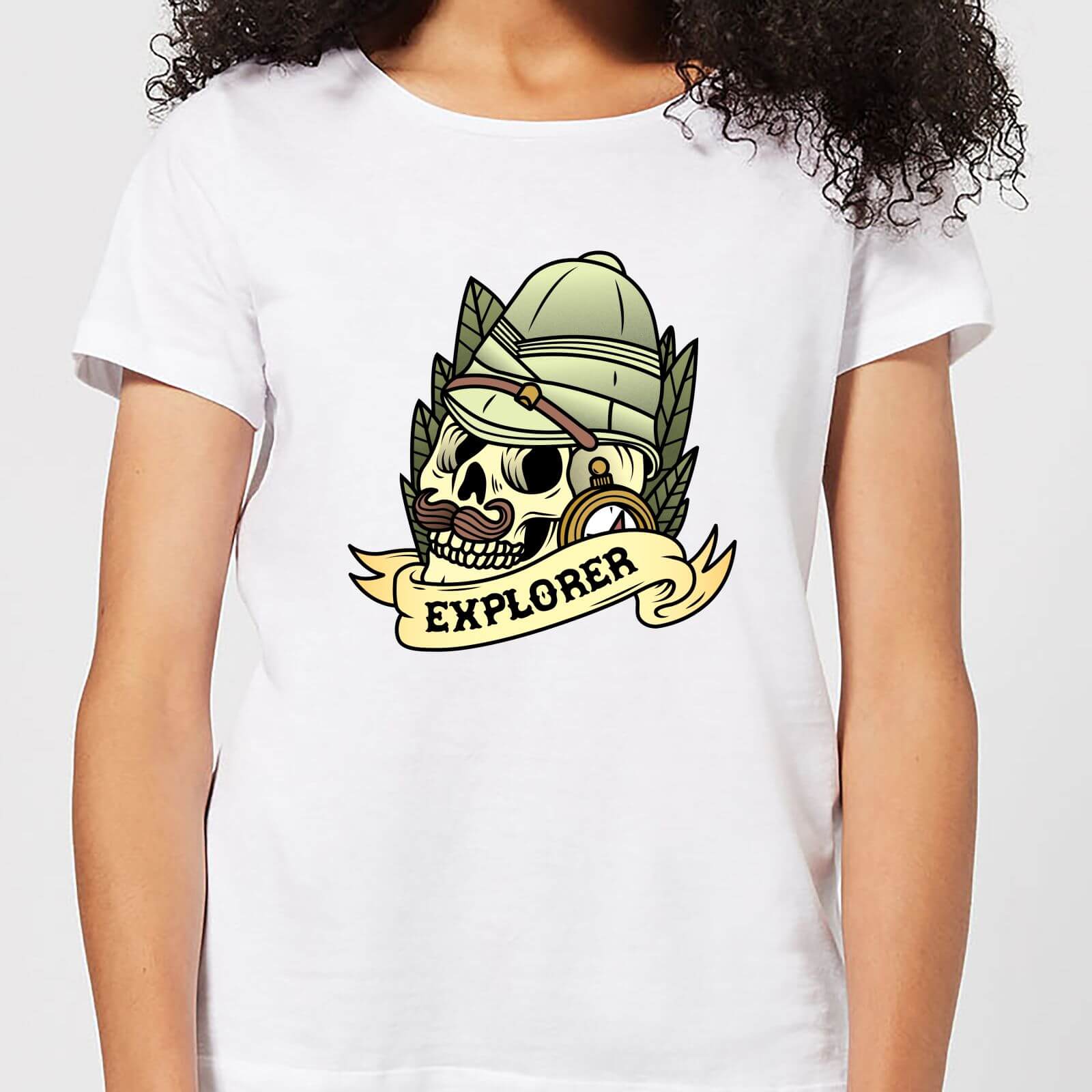 Explorer Skull Women's T-Shirt - White - S - White