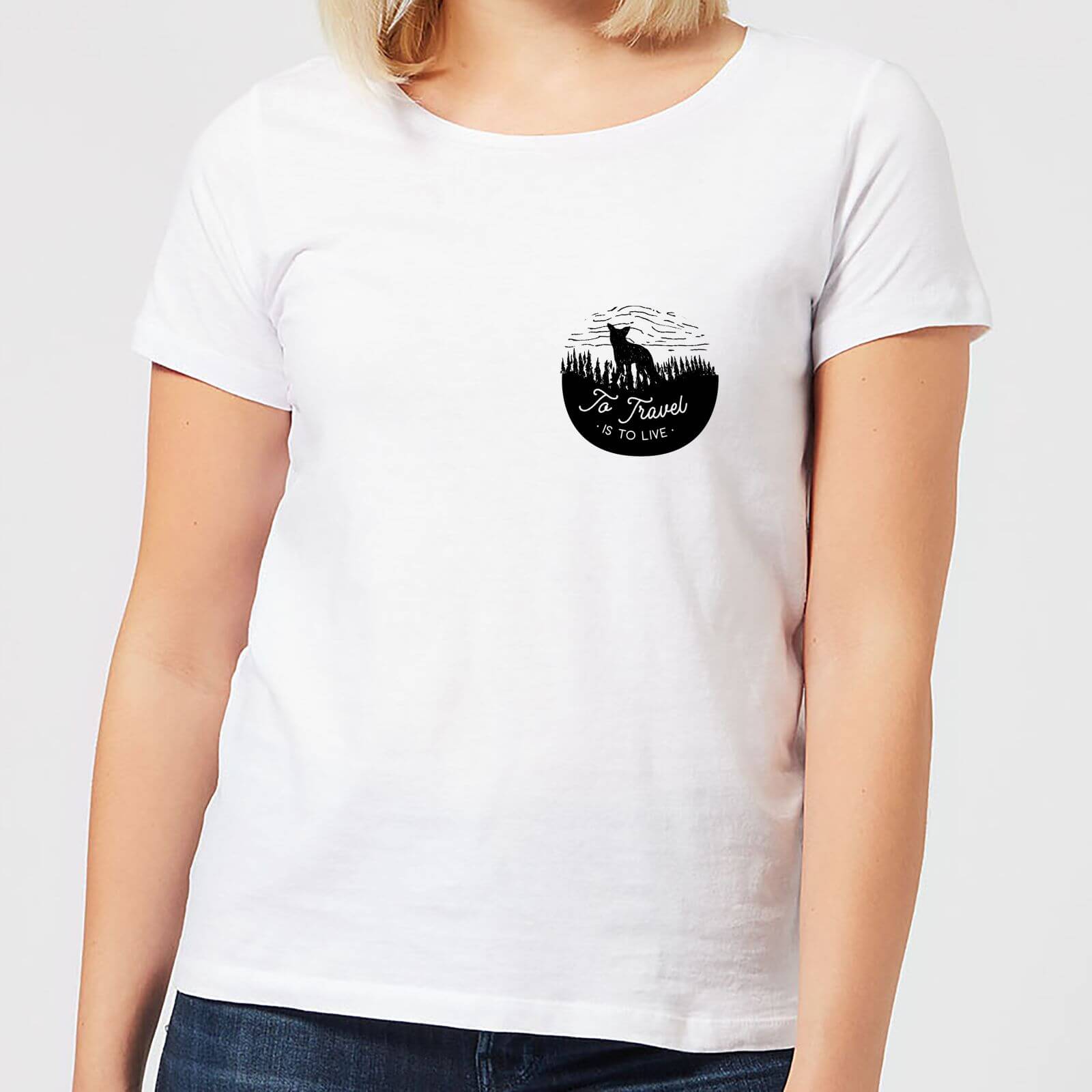 Black To Travel Is To Live Pocket Print Women's T-Shirt - White - XXL - White
