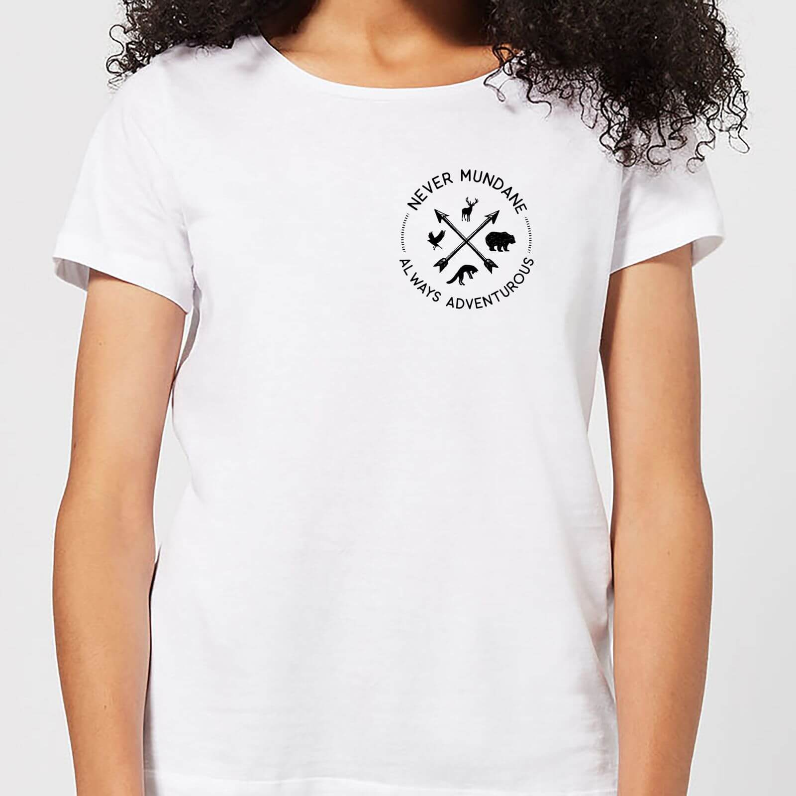 Never Mundane Always Adventurous Pocket Print Women's T-Shirt - White - S - White