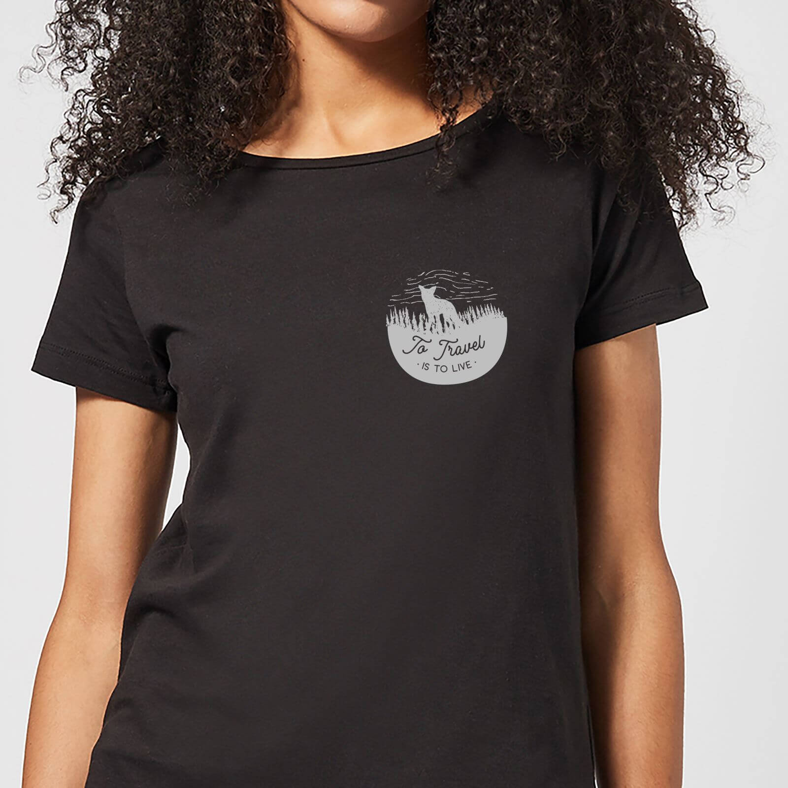 To Travel Is To Live Pocket Print Women's T-Shirt - Black - M - Black