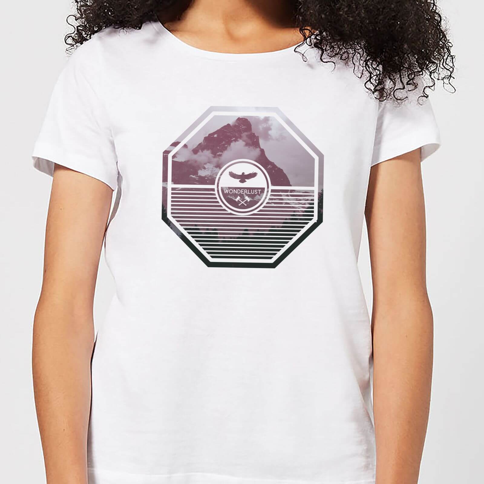 Octagon Mountain Photo Graphic Women's T-Shirt - White - M - White
