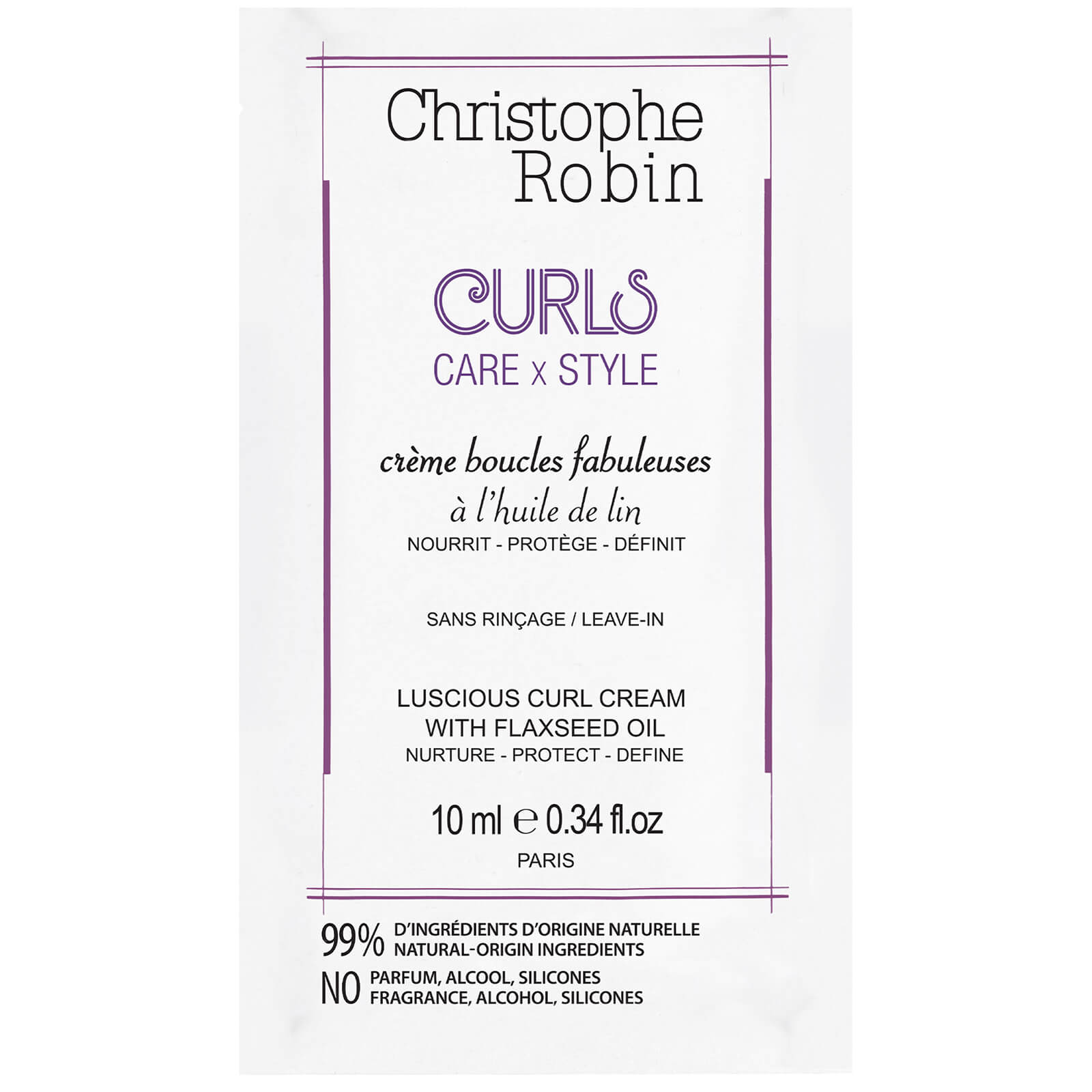 Christophe Robin Luscious Curl Cream with Flaxseed Oil 10ml