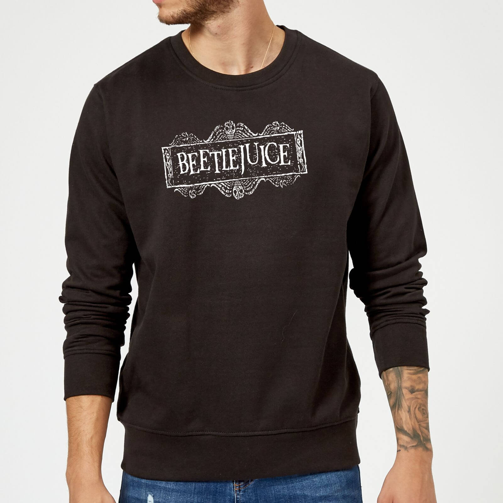 Beetlejuice White Logo Sweatshirt - Black - 5XL - Black