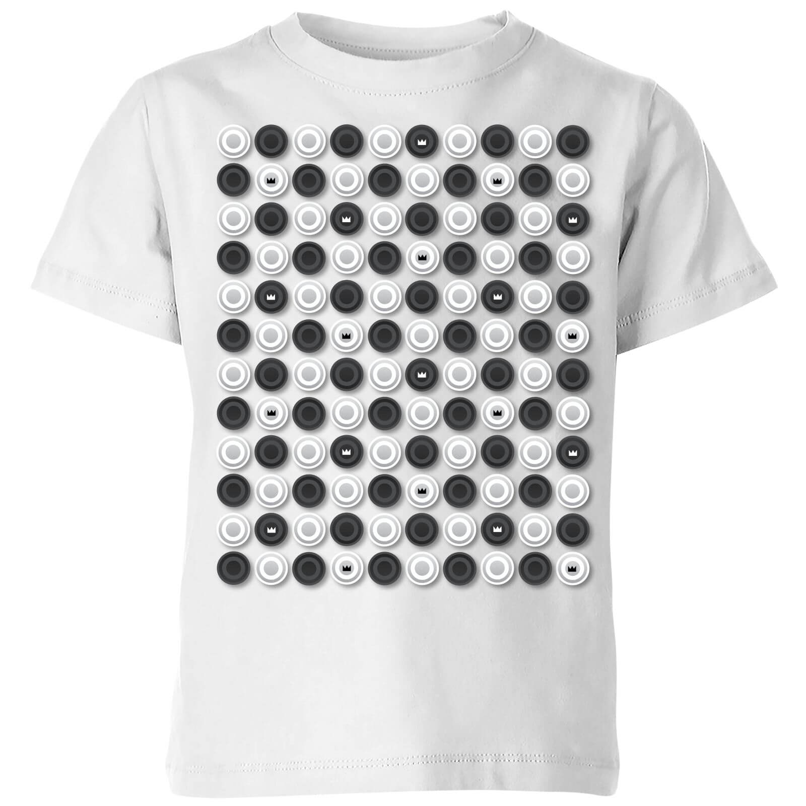 Monochrome Checkers Pattern Kids' T-Shirt - White - 7-8 Years - White