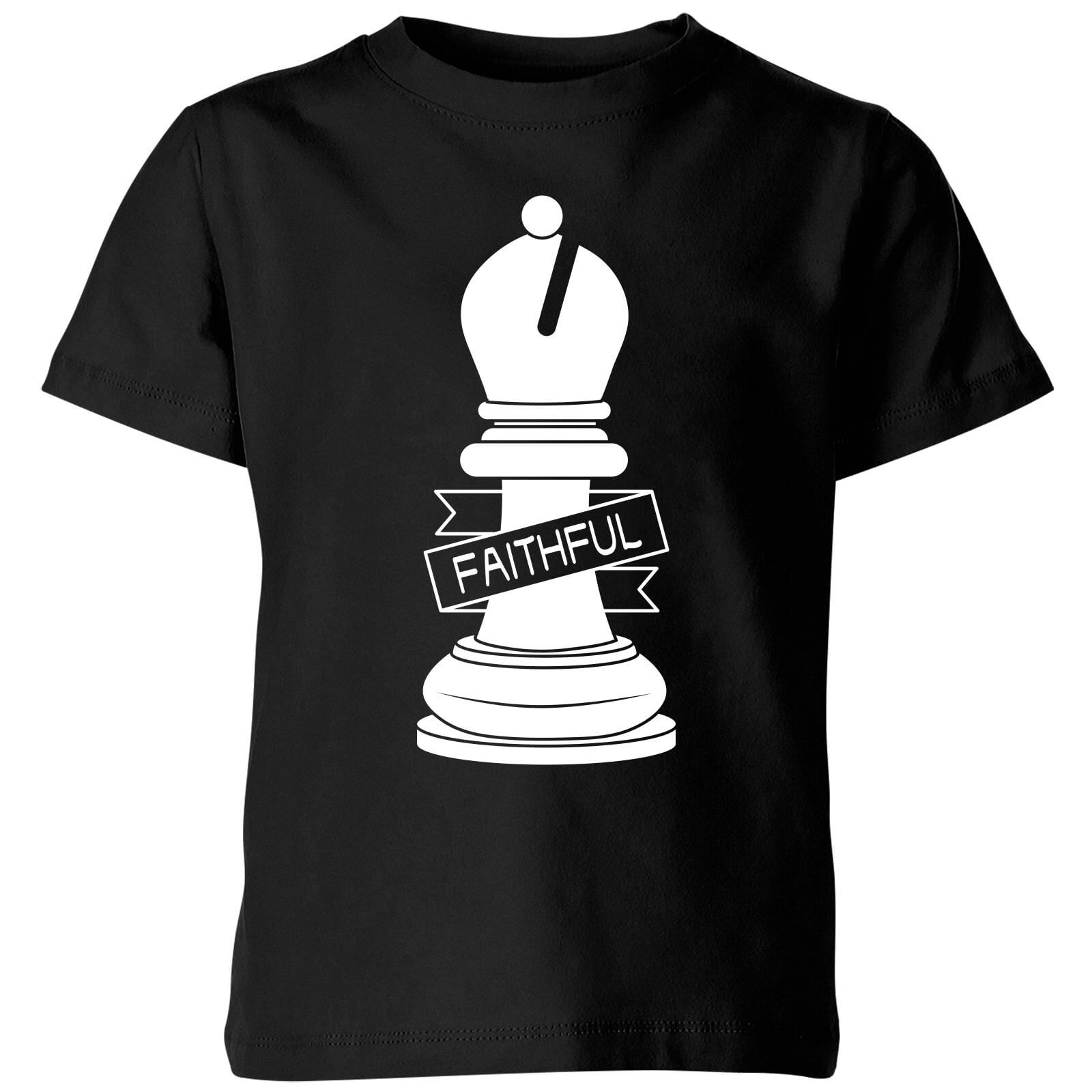 Bishop Chess Piece Faithful Kids' T-Shirt - Black - 7-8 Years - Black