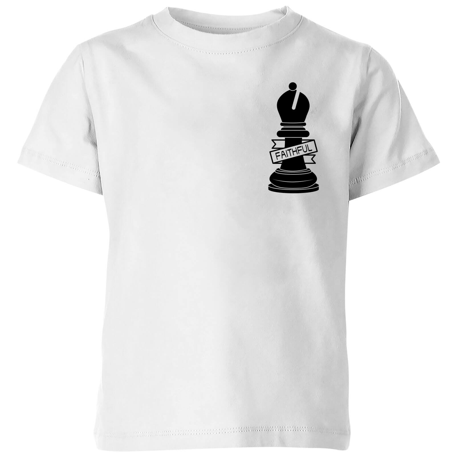 Bishop Chess Piece Faithful Pocket Print Kids' T-Shirt - White - 3-4 Years - White