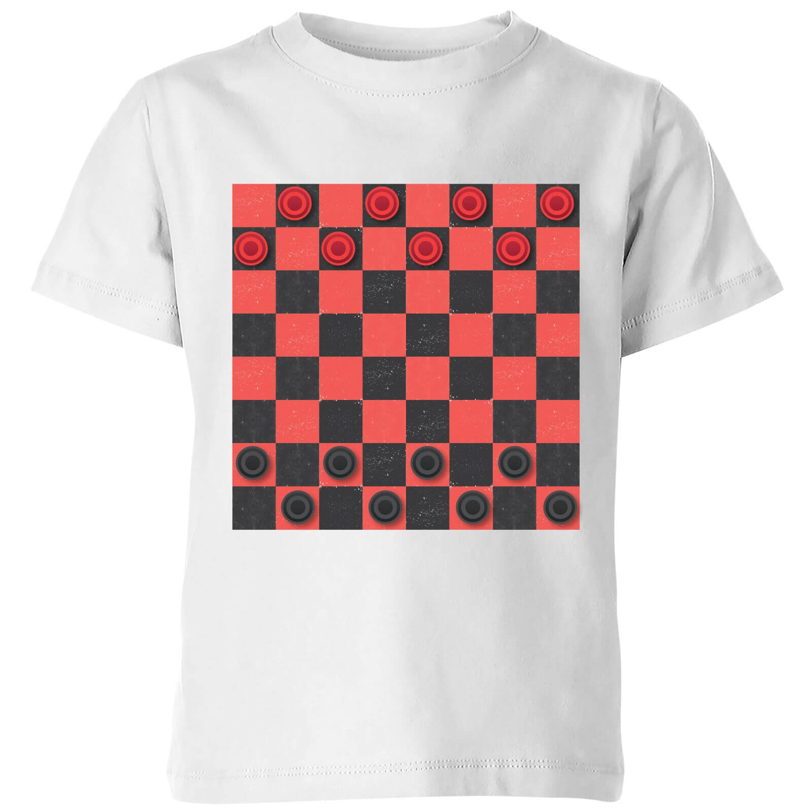 Red Checkers Board Kids' T-Shirt - White - 3-4 Years - White