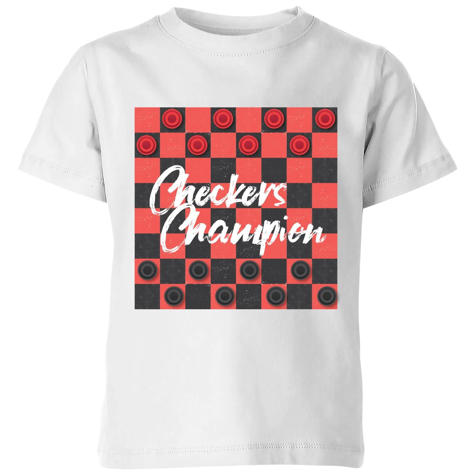 Checkers Board With Text Kids' T-Shirt - White - 7-8 Years - White