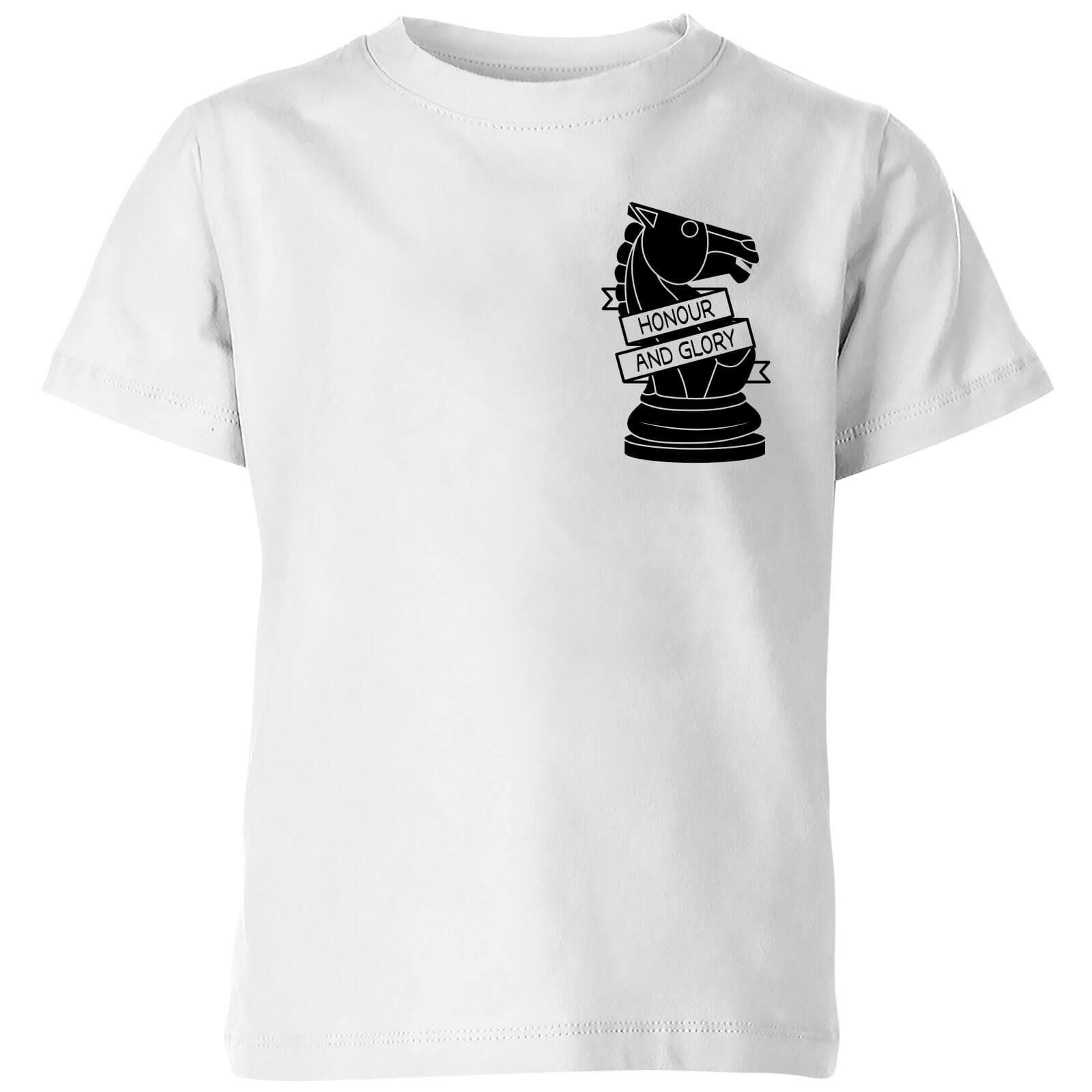 Knight Chess Piece Honour And Glory Pocket Print Kids' T-Shirt - White - 3-4 Years - White