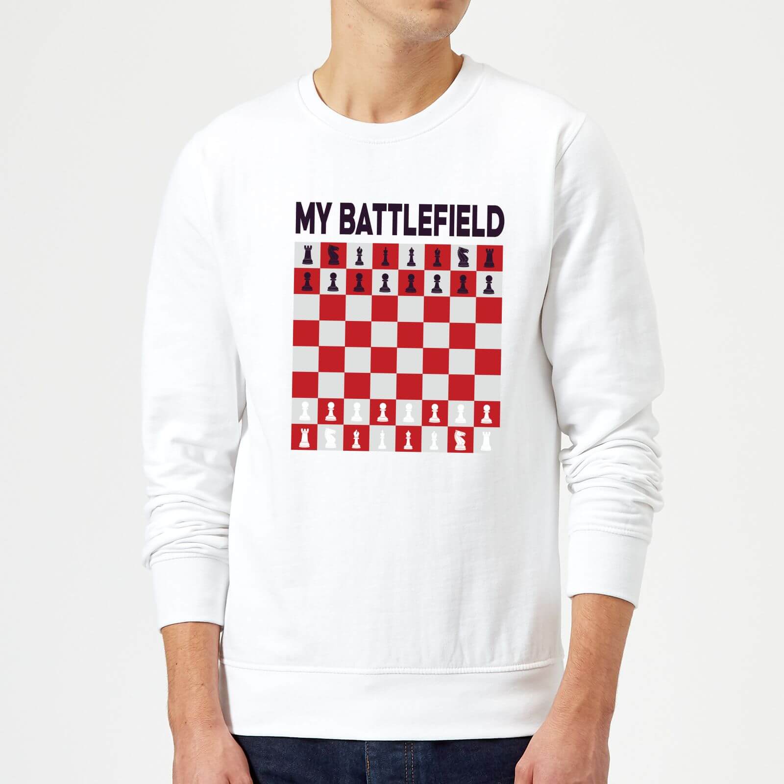 My Battlefield Chess Board Red & White Sweatshirt - White - S - White