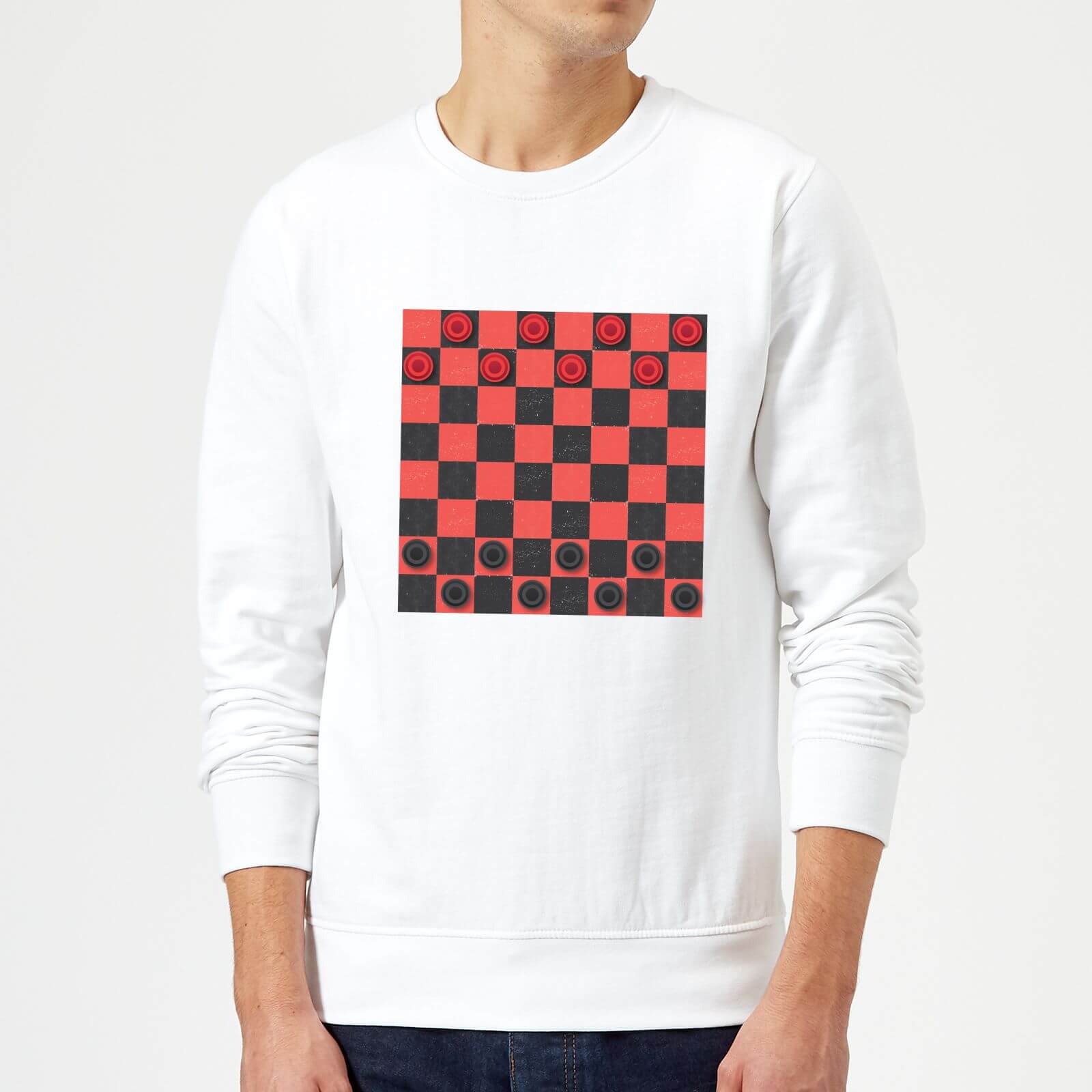Red Checkers Board Sweatshirt - White - XXL - White
