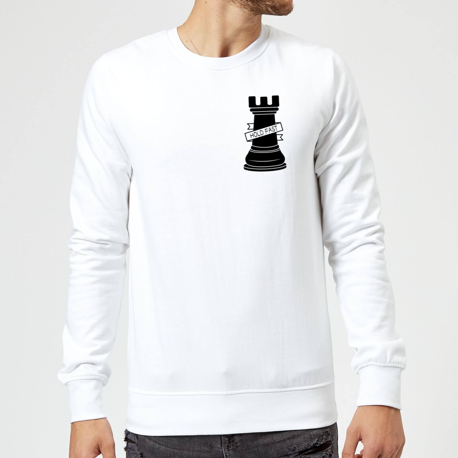 Rook Chess Piece Hold Fast Pocket Print Sweatshirt - White - S - White