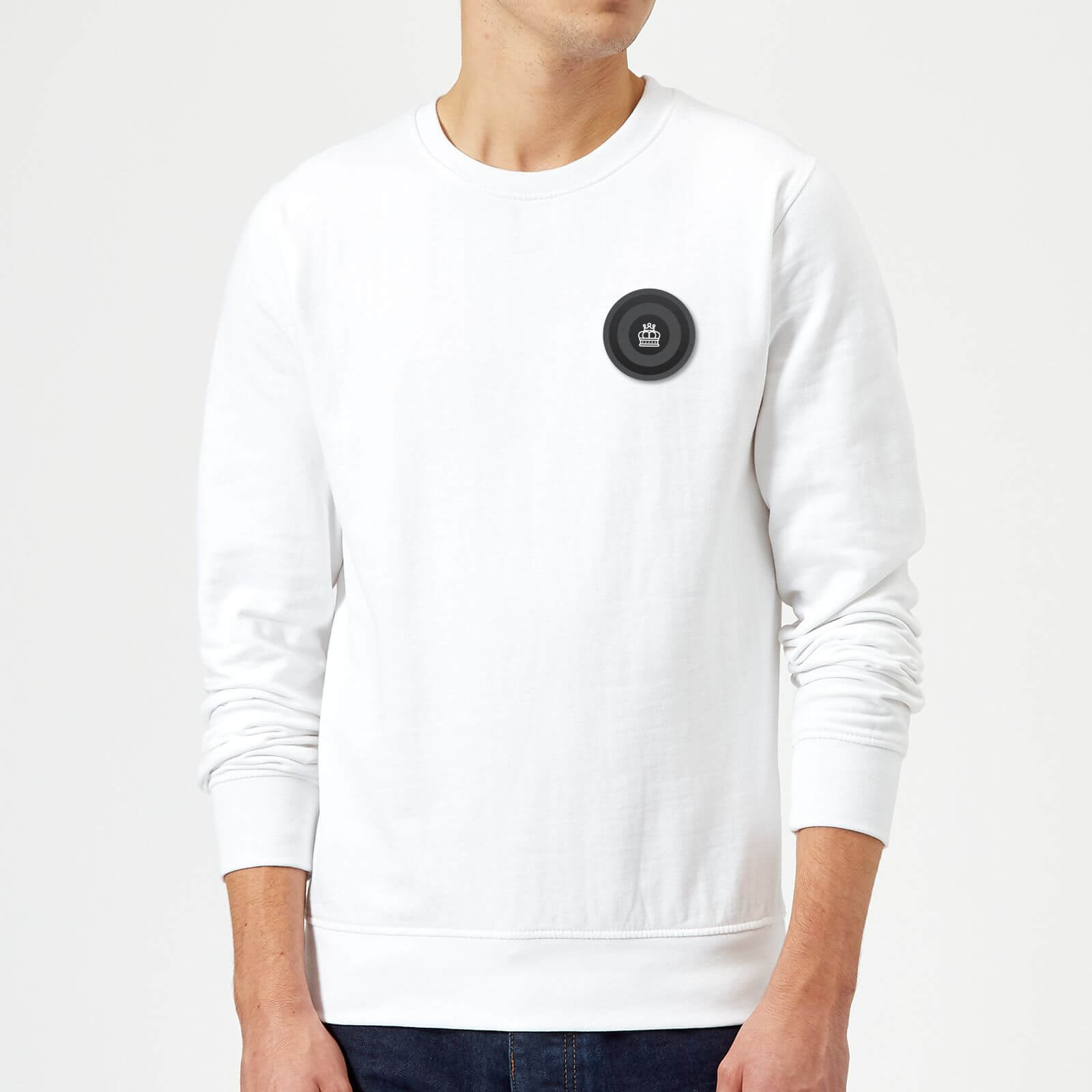 Black Checker Pocket Print Sweatshirt - White - XXL - White