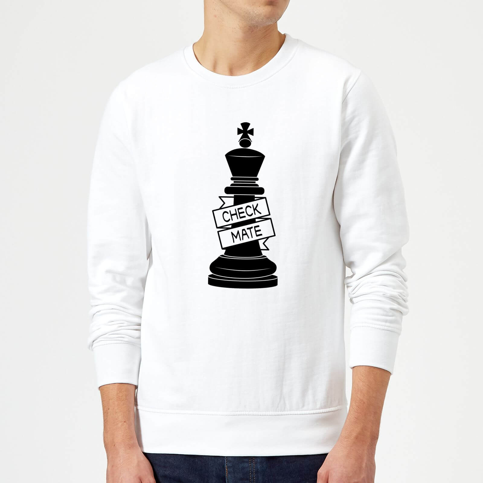 King Chess Piece Check Mate Sweatshirt - White - S