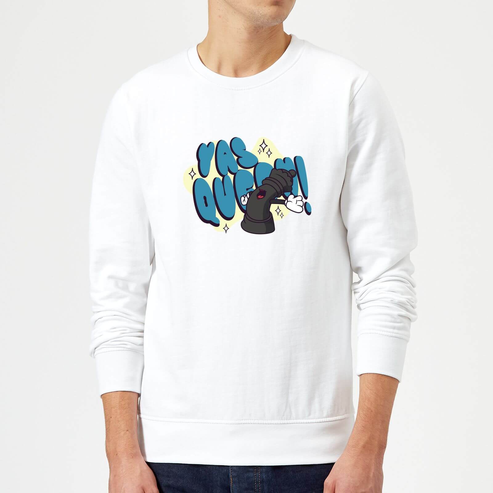 Yas Queen! Cartoon Sweatshirt - White - S - White