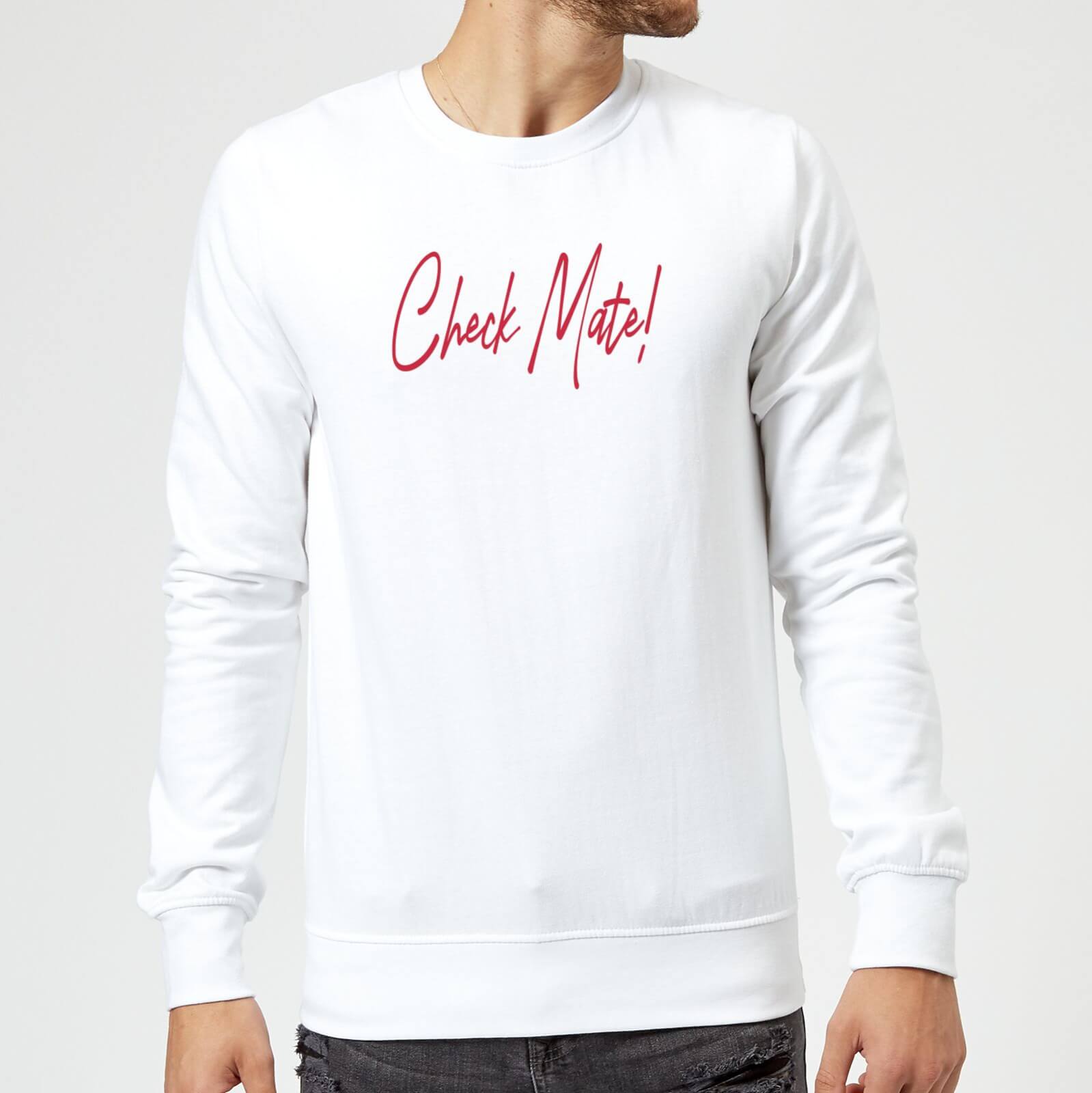 Check Mate! Script Text Sweatshirt - White - S