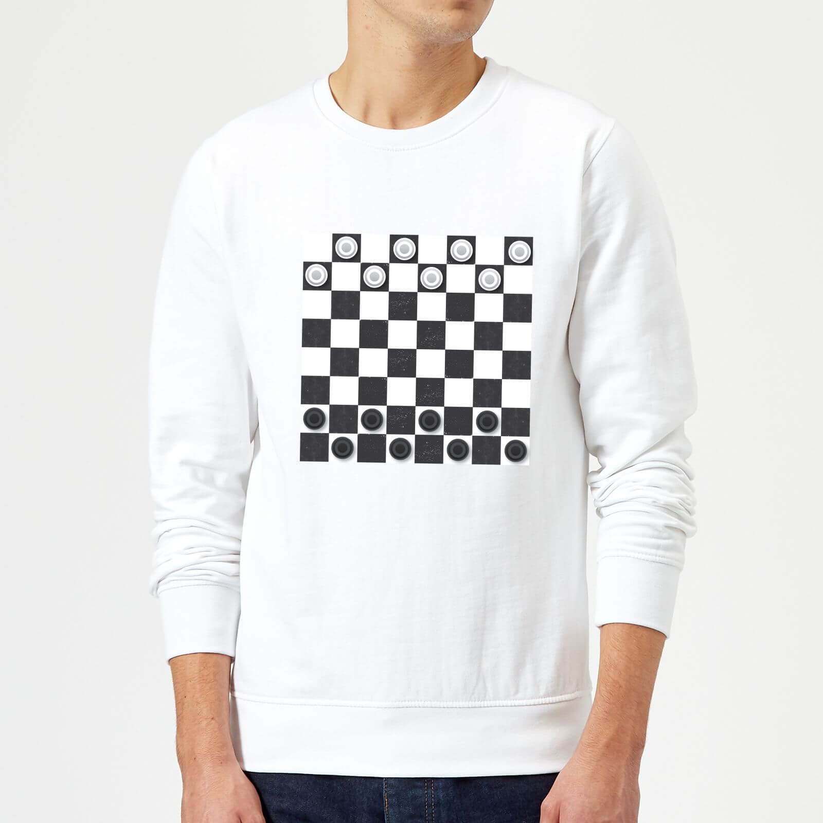 Playing Checkers Board Sweatshirt - White - S - White