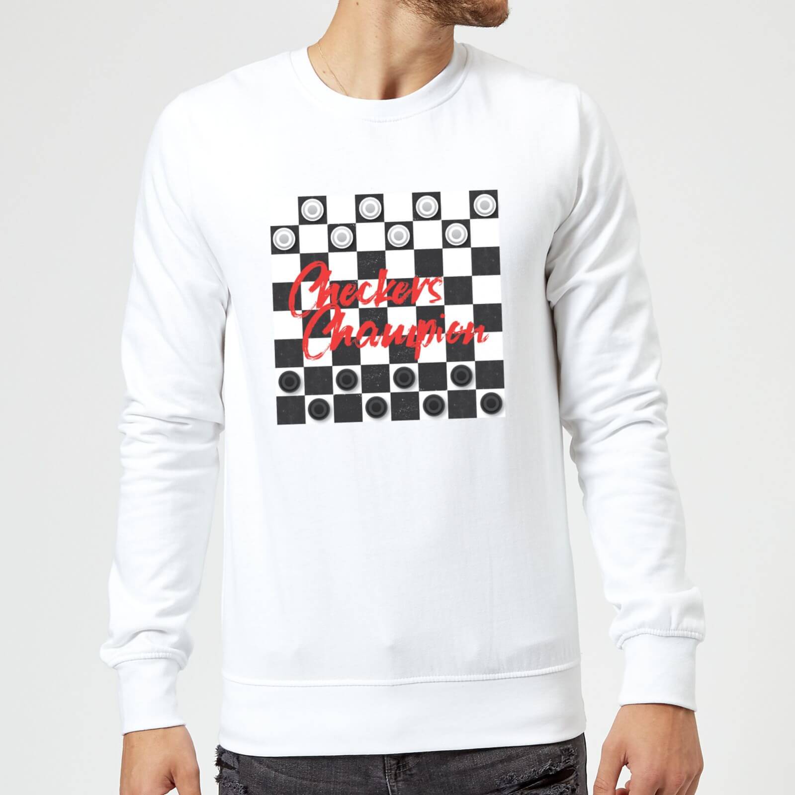 Checkers Board Champion Sweatshirt - White - M - White